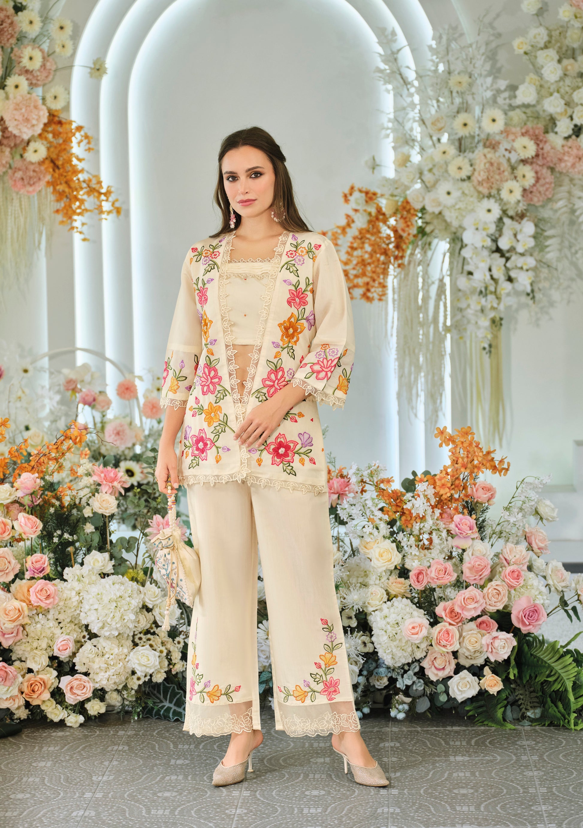 Aditri angel full work fusion wear co-ord set- AL