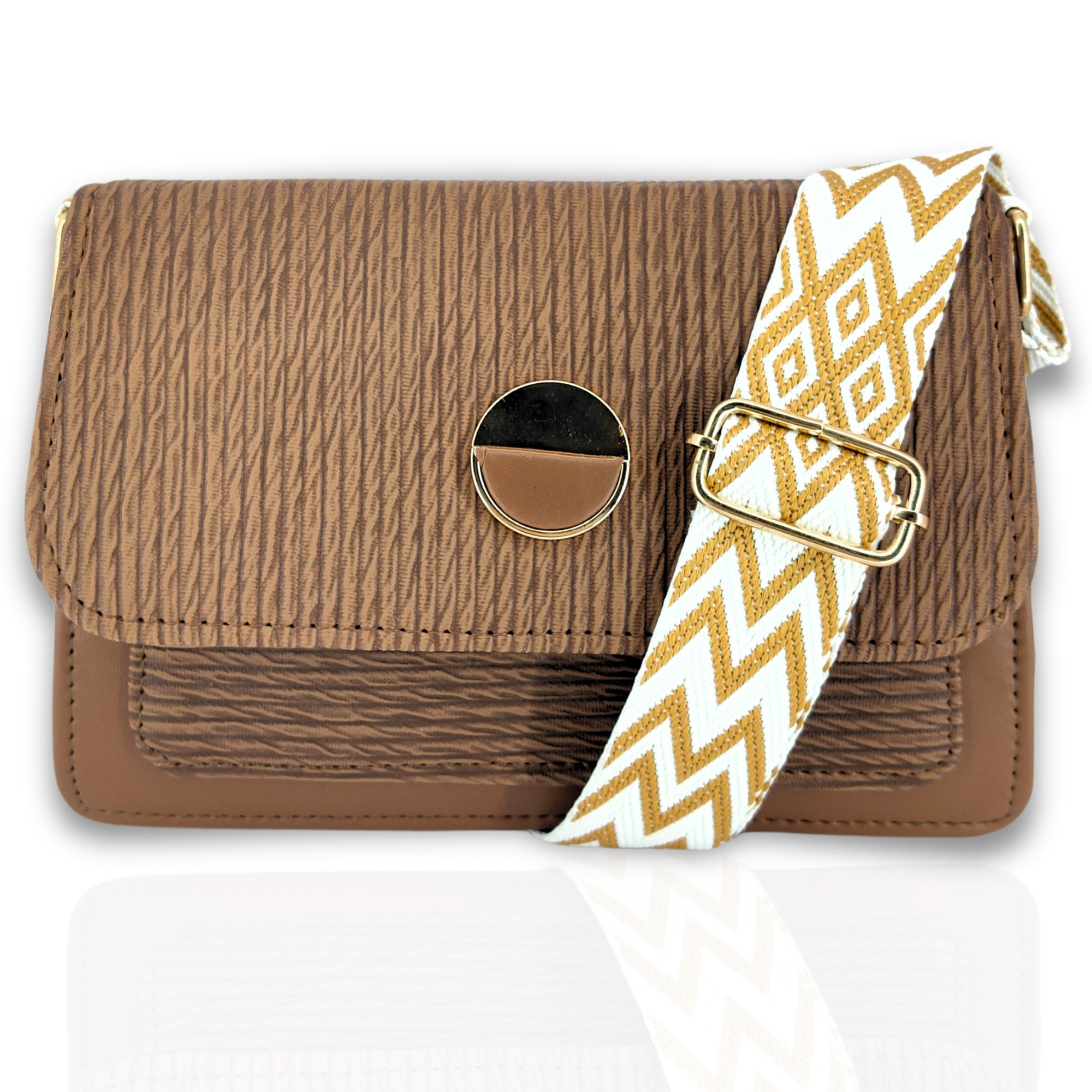 Brown Light Weight Leather Sling Crossbody Bag For Women