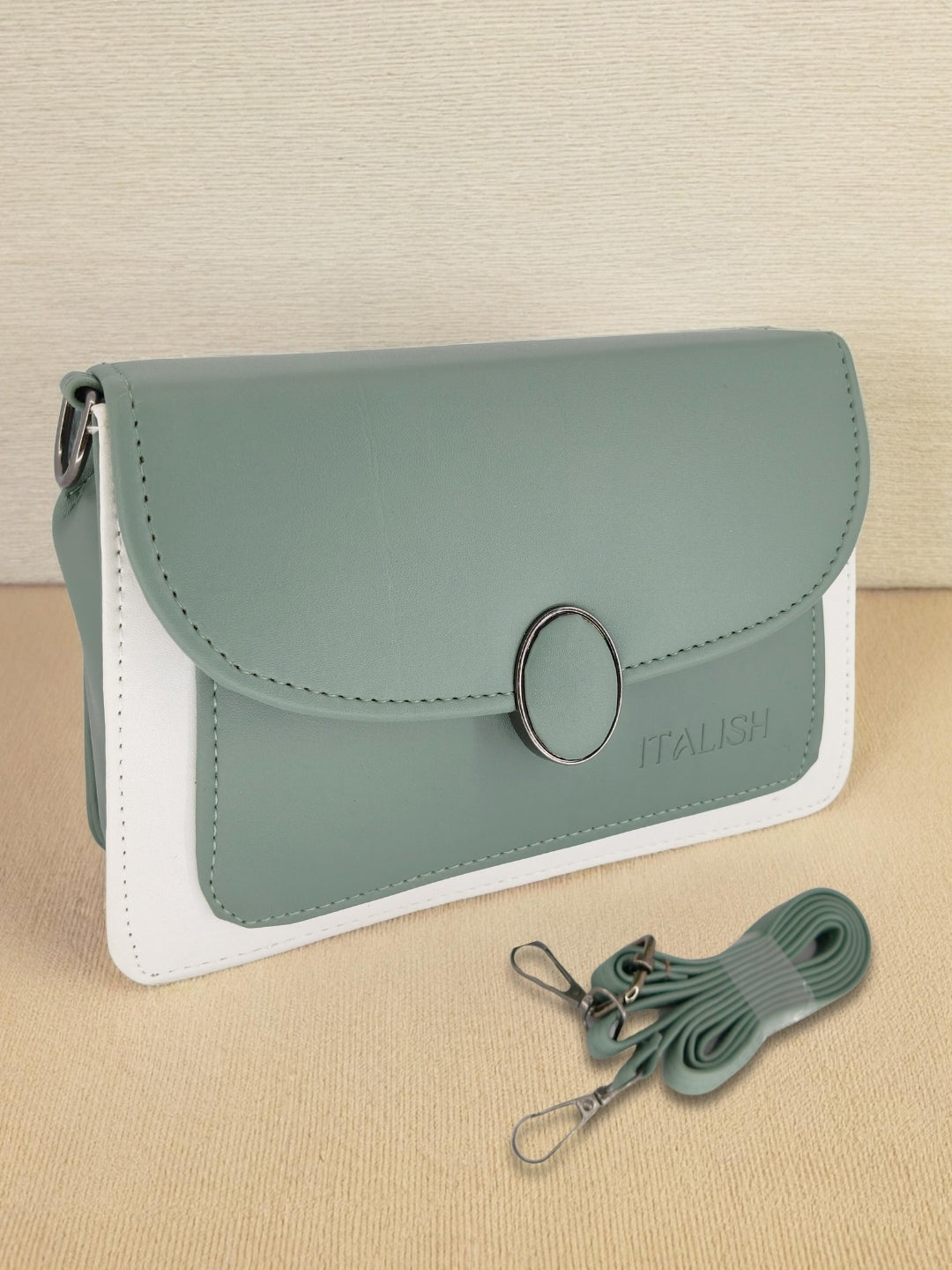 Green Sling Purse in PU Leather