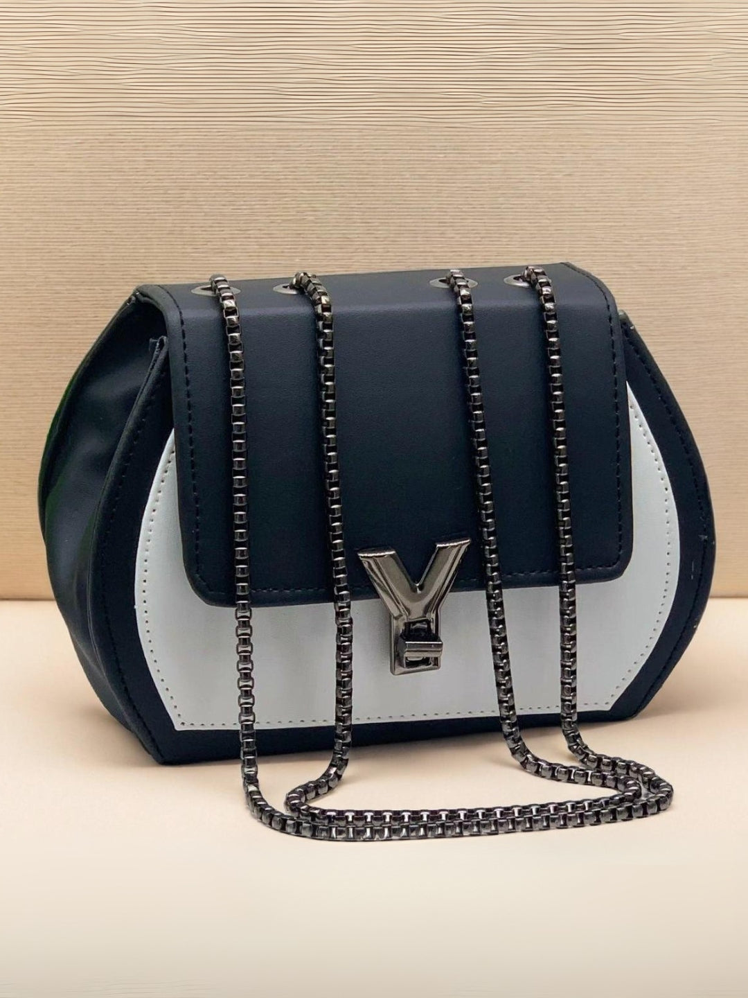 Black Box Sling Crossbody bag with Metal Adjustable Strap