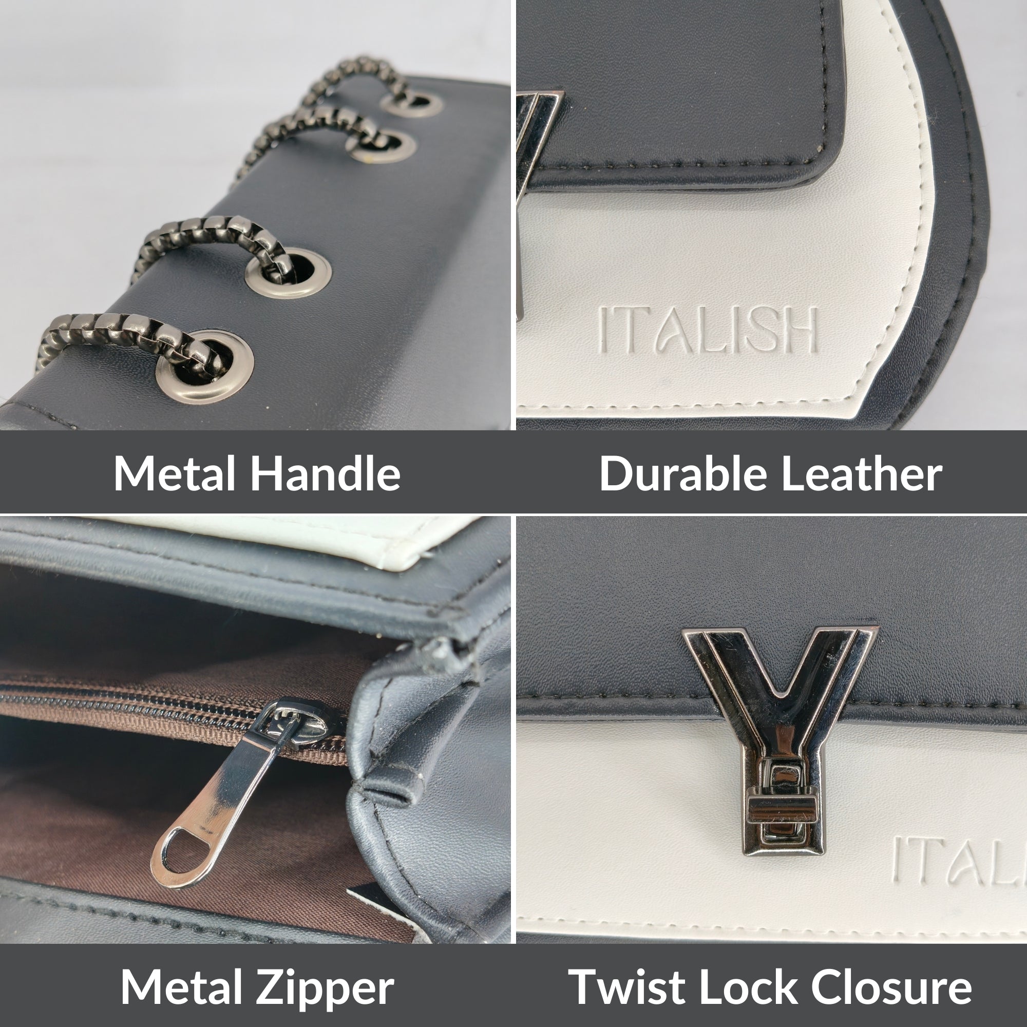 Black Box Sling Crossbody bag with Metal Adjustable Strap