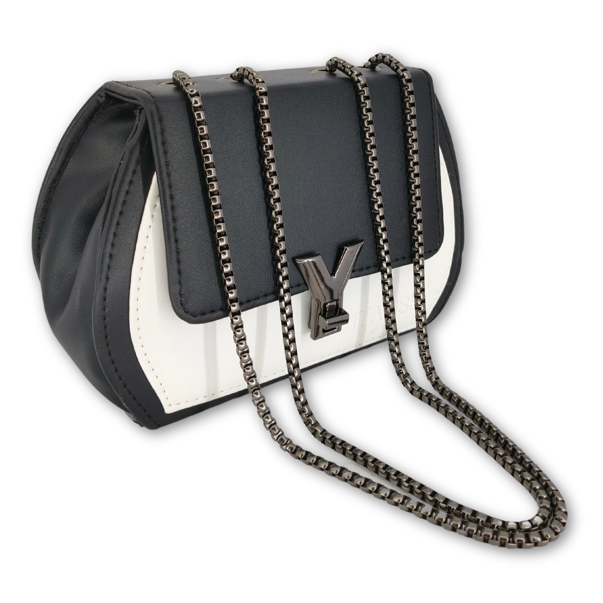 Black Box Sling Crossbody bag with Metal Adjustable Strap