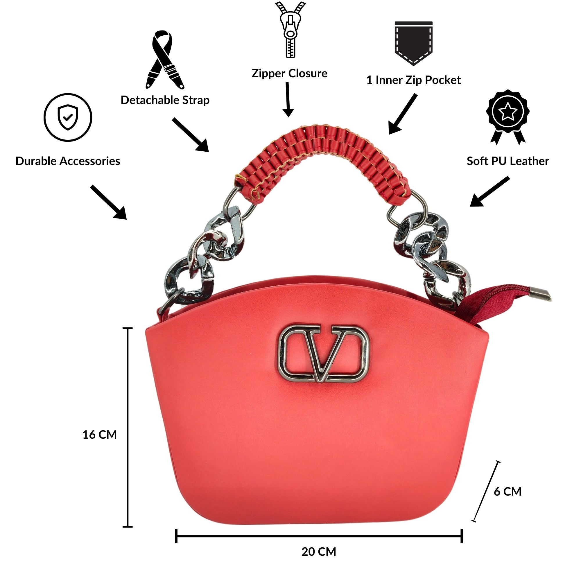 Red Stylish Box Sling Crossbody bag