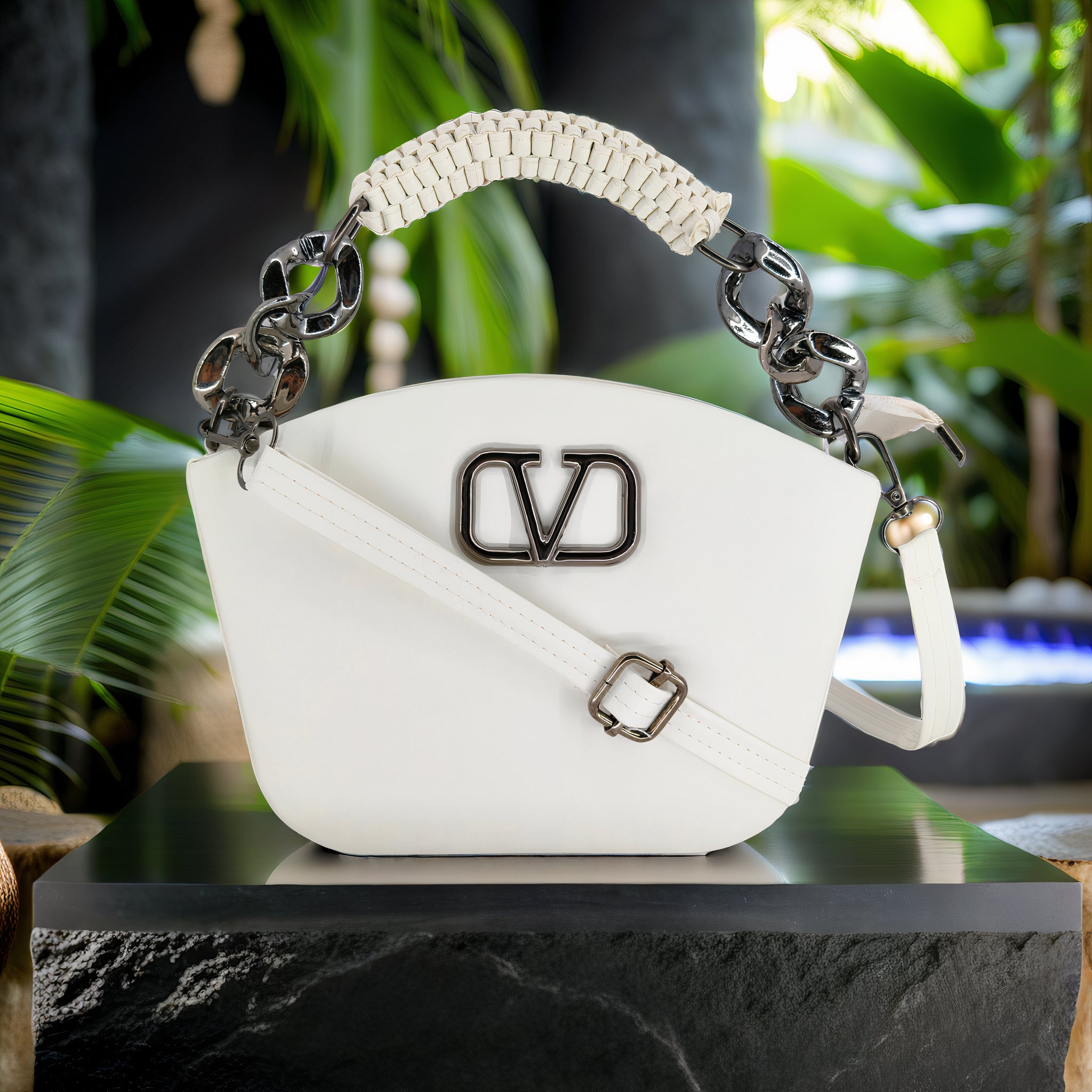 White Stylish Box Sling Crossbody bag