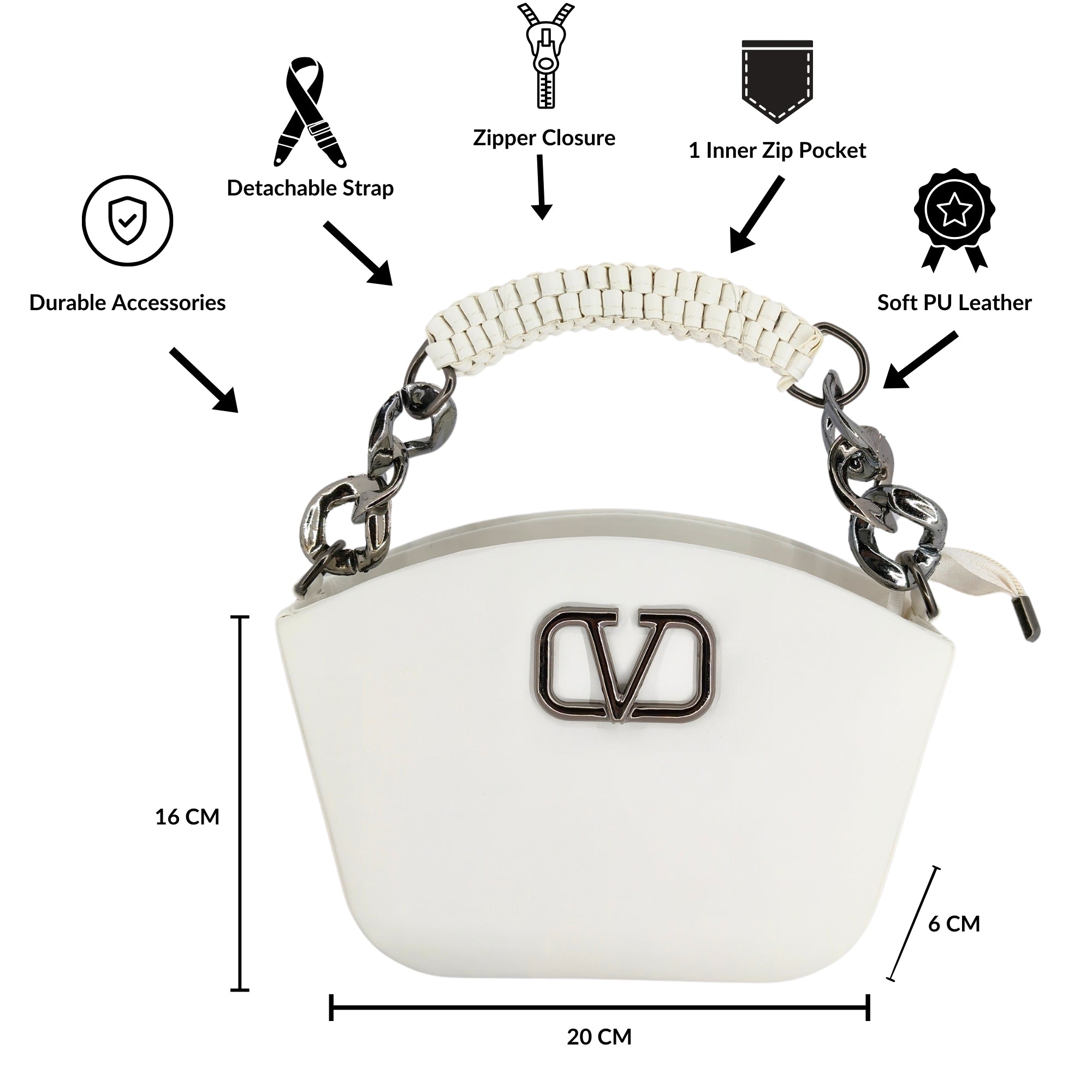 White Stylish Box Sling Crossbody bag