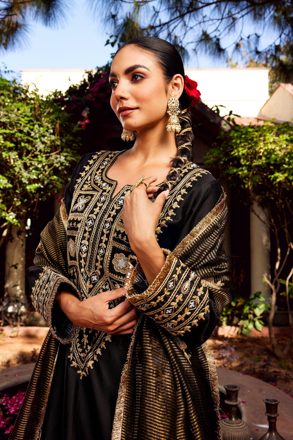 Black Inayat Kurta Set of 3- IT