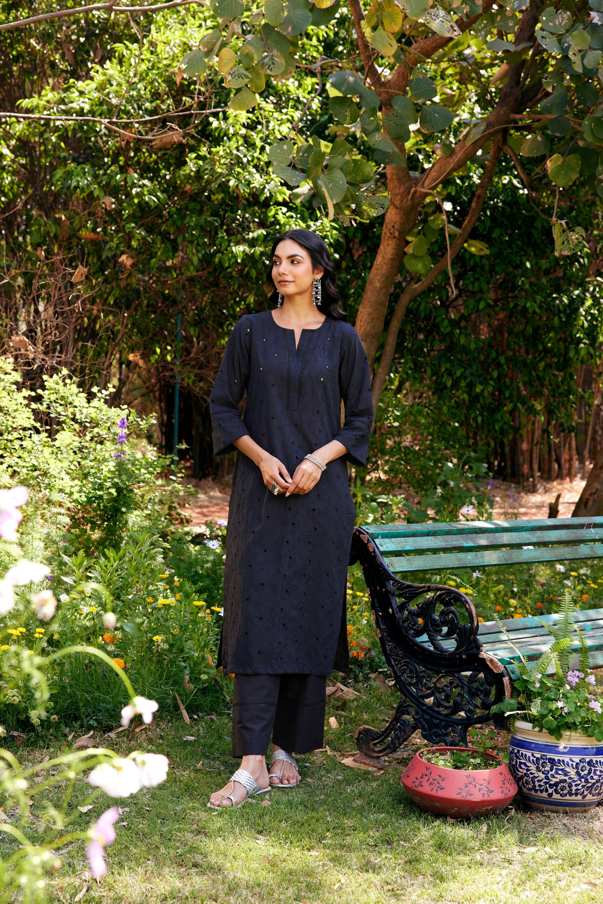 Noor Black Shifli Cotton Kurta-Set of 3