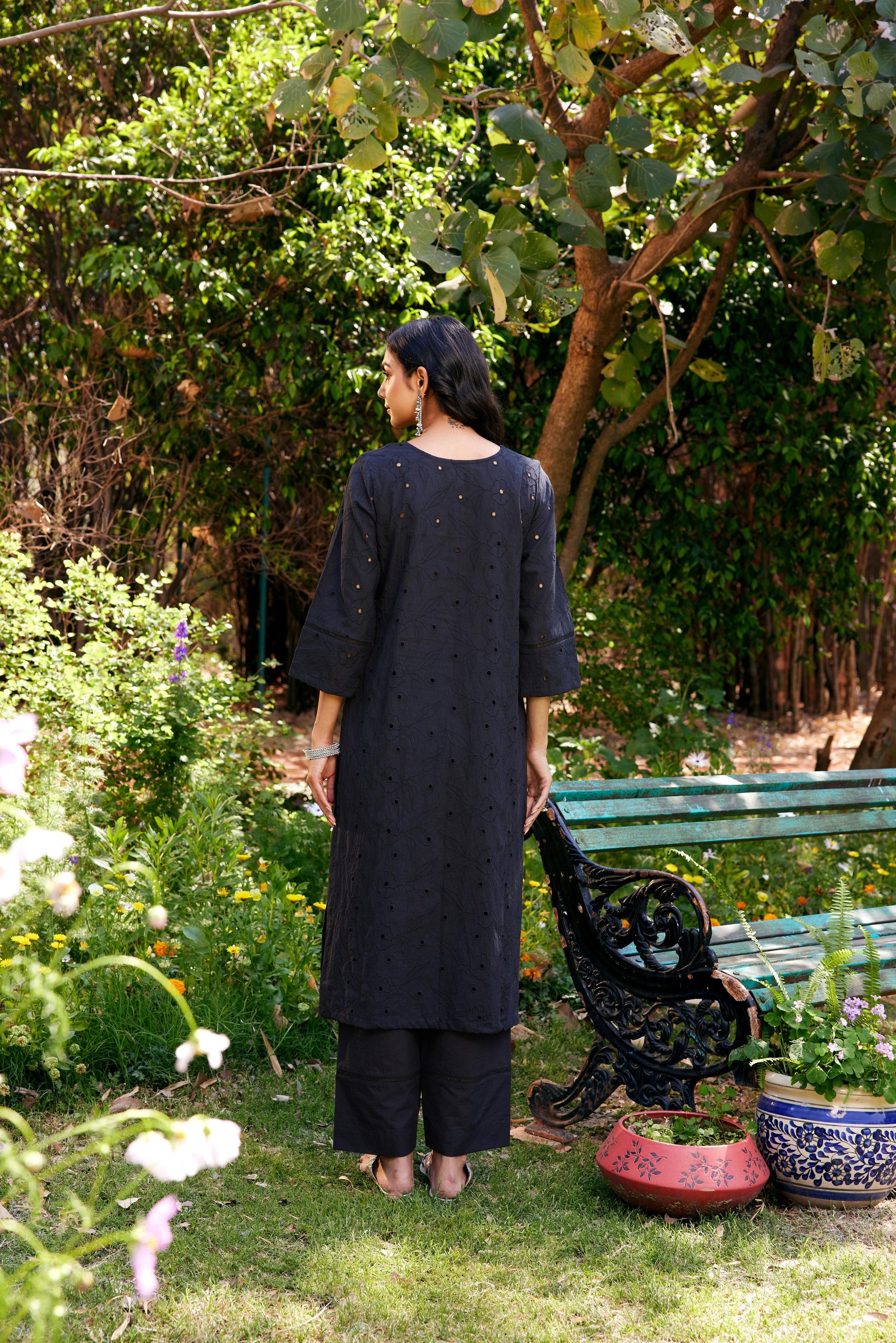 Noor Black Shifli Cotton Kurta-Set of 3