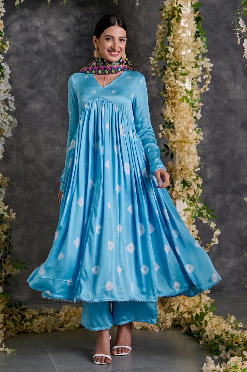 Bandhani Anarkali Modal Satin Kurta