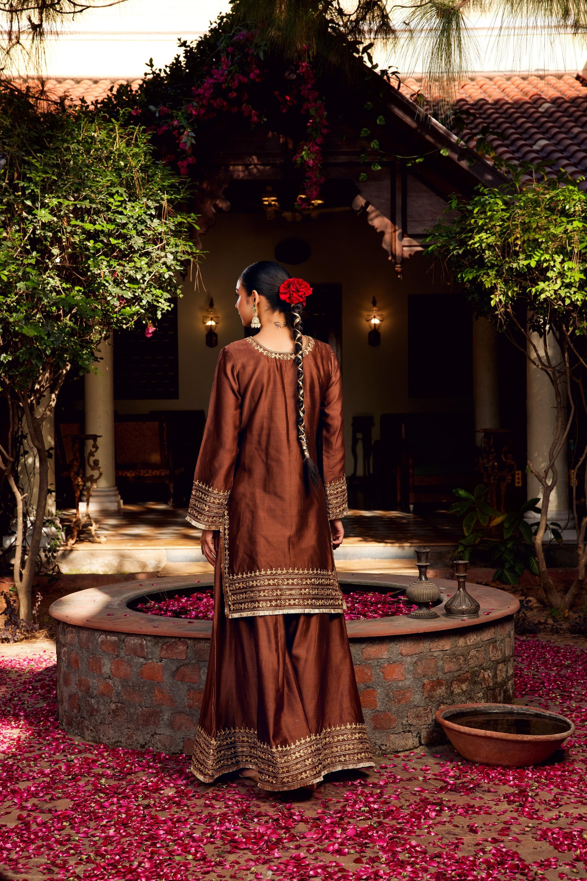 Brown Sharara Inayat Kurta Set of 3