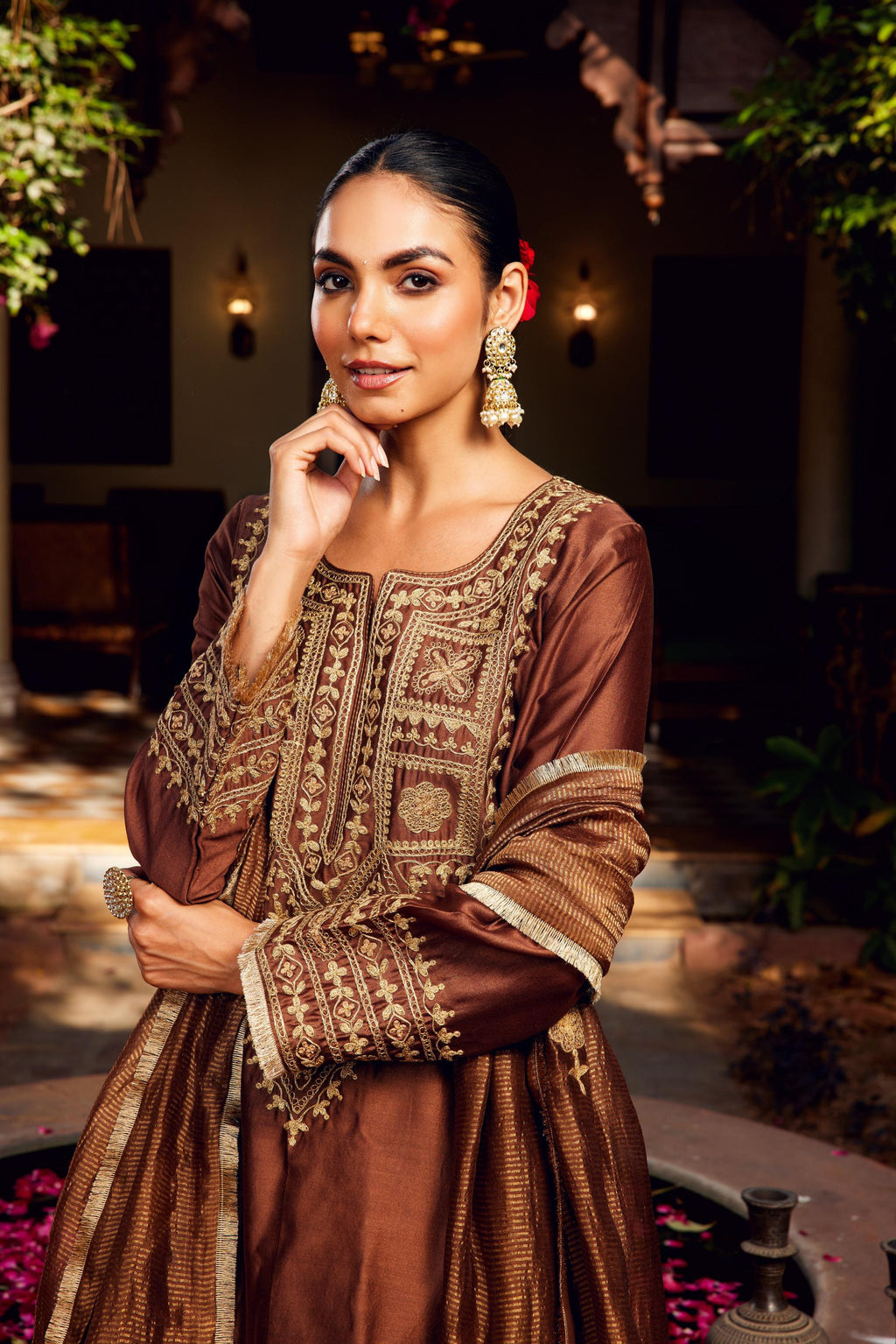 Brown Sharara Inayat Kurta Set of 3