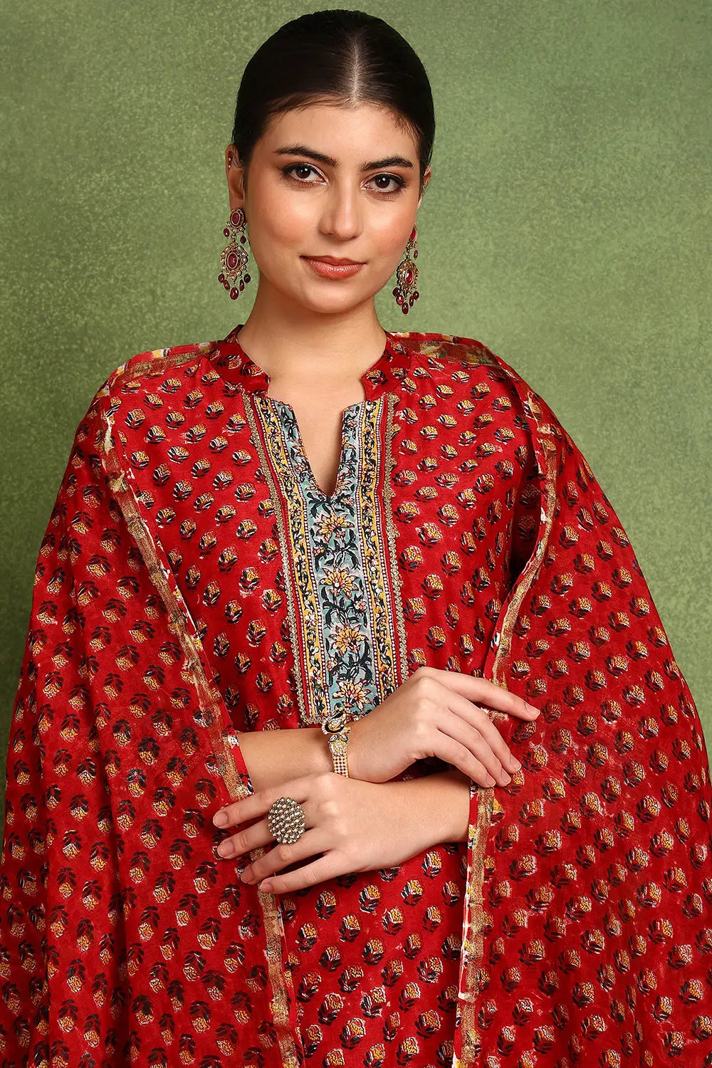 Red Chanderi Silk Kurta