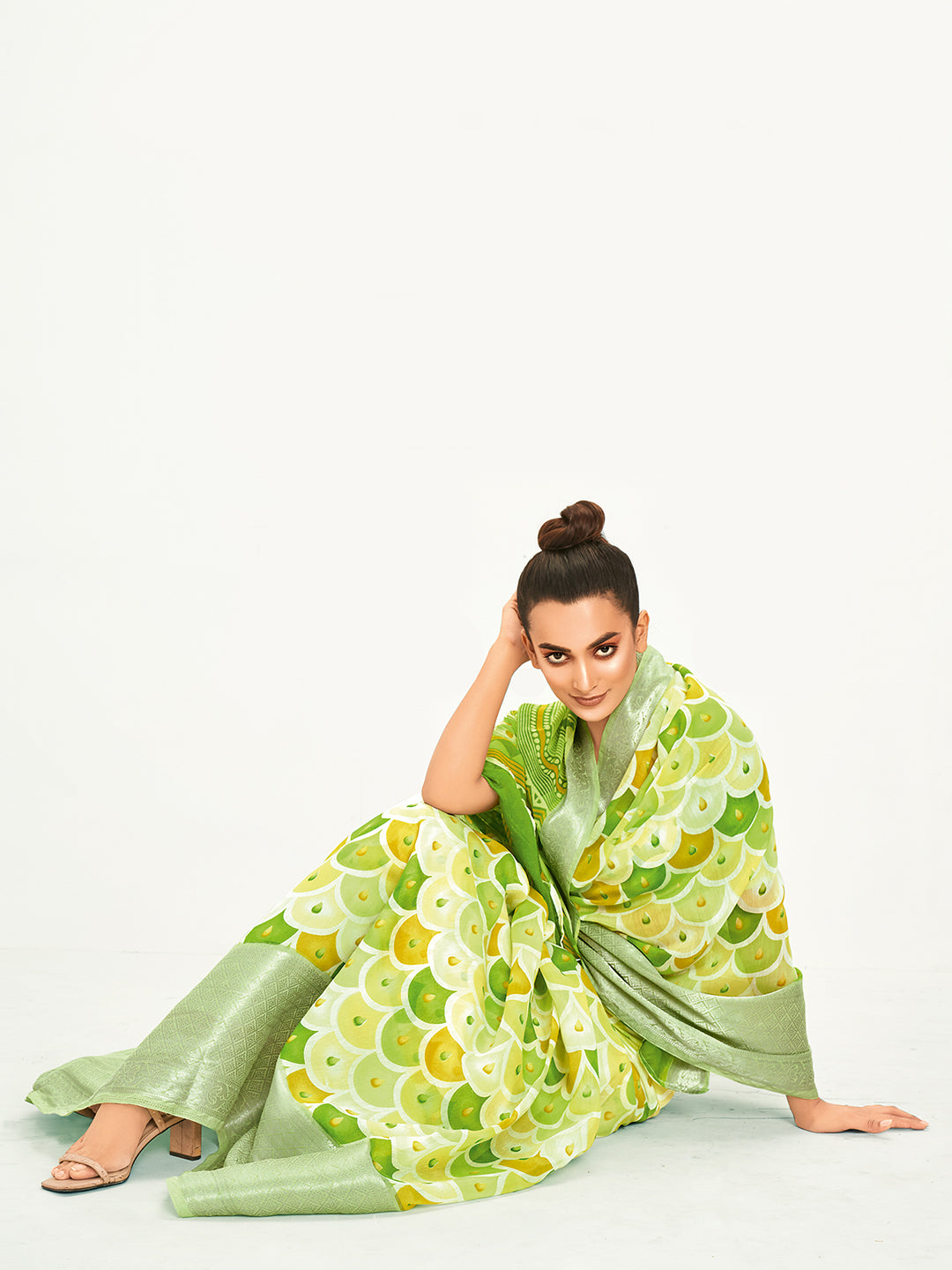 Cotton Blend Multicolored Printed Designer Saree With Blouse