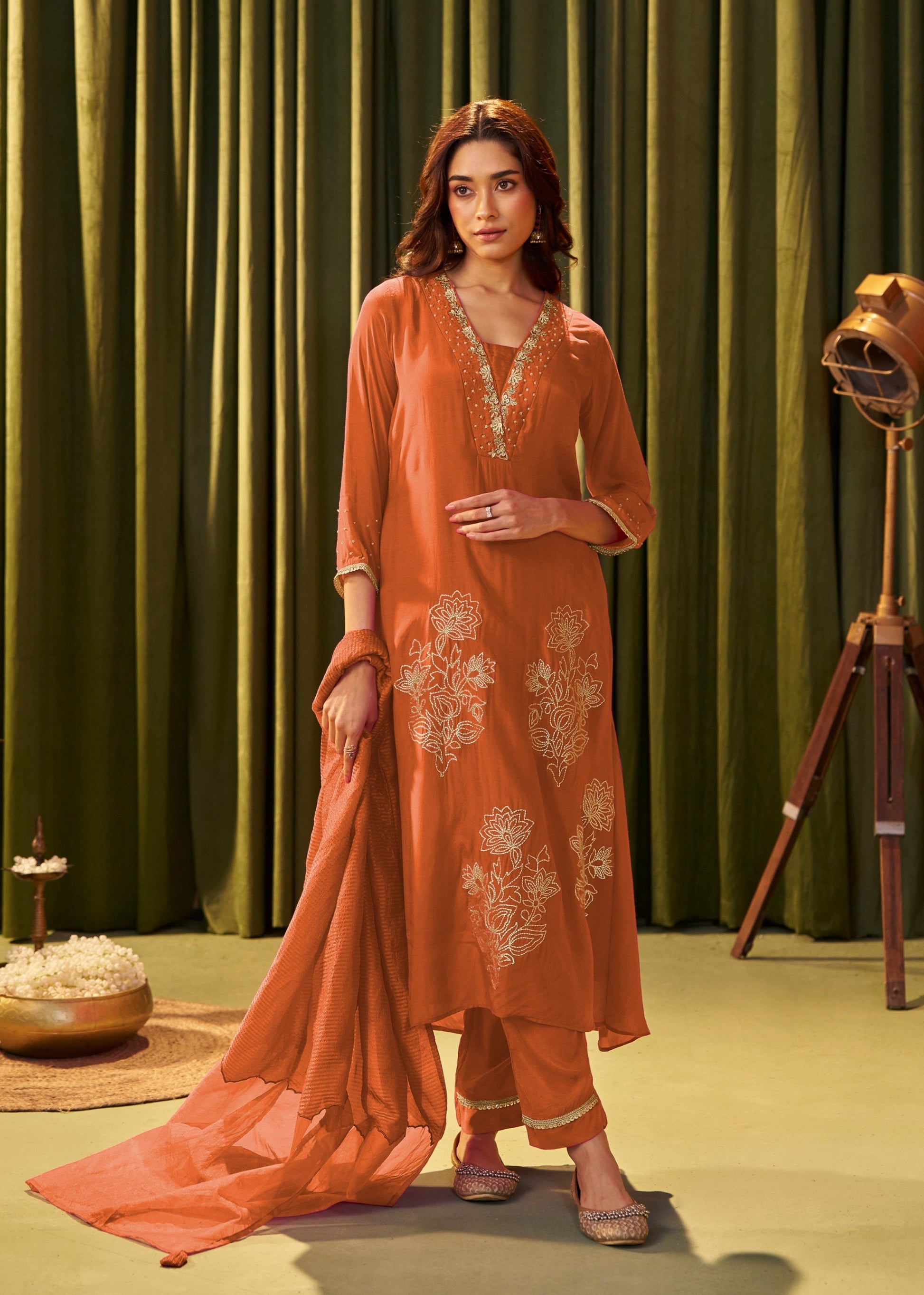 Albeli Apricot Premium Full work suit set-AL