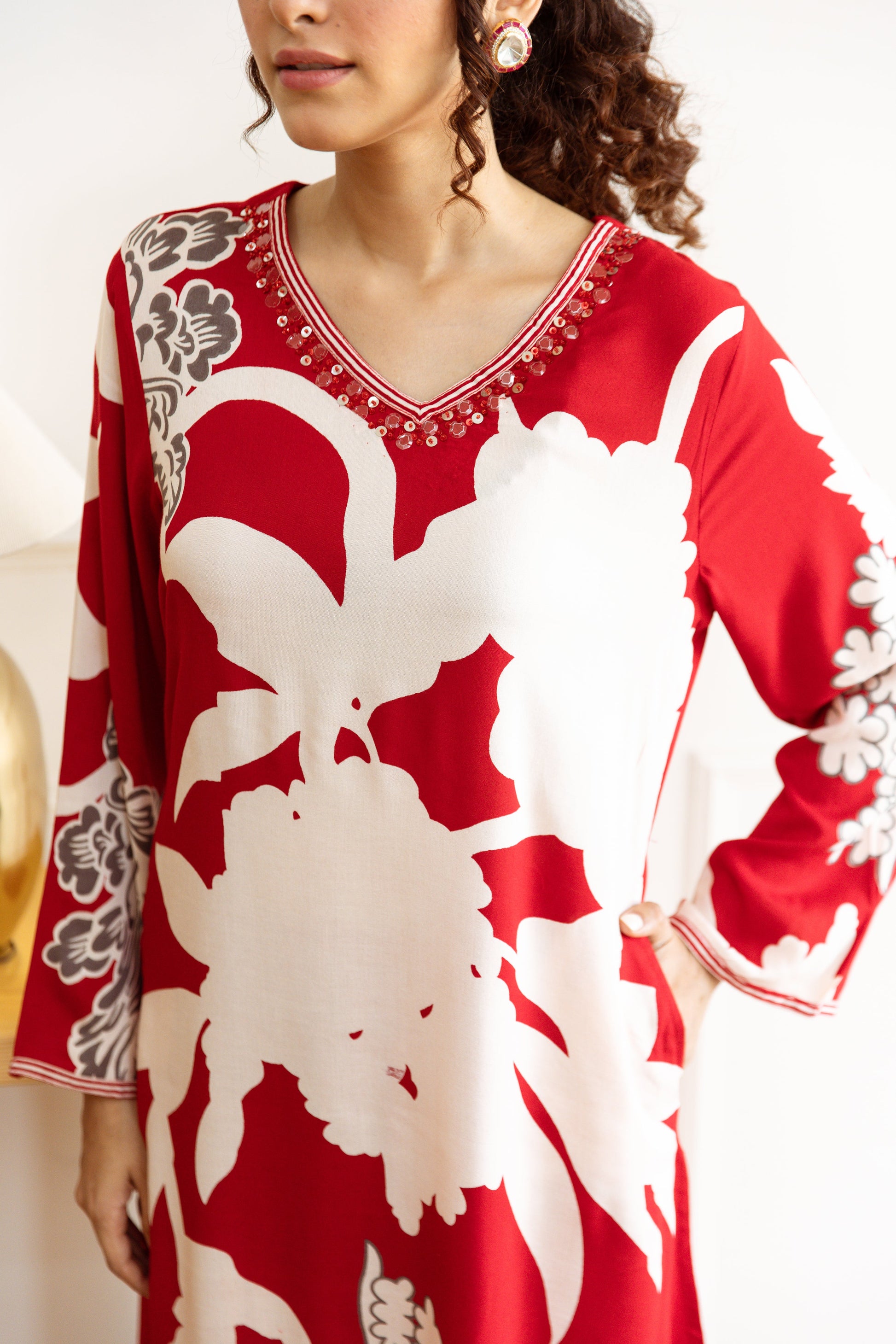 Sargun Vermillion Kurta Pant Set- AL