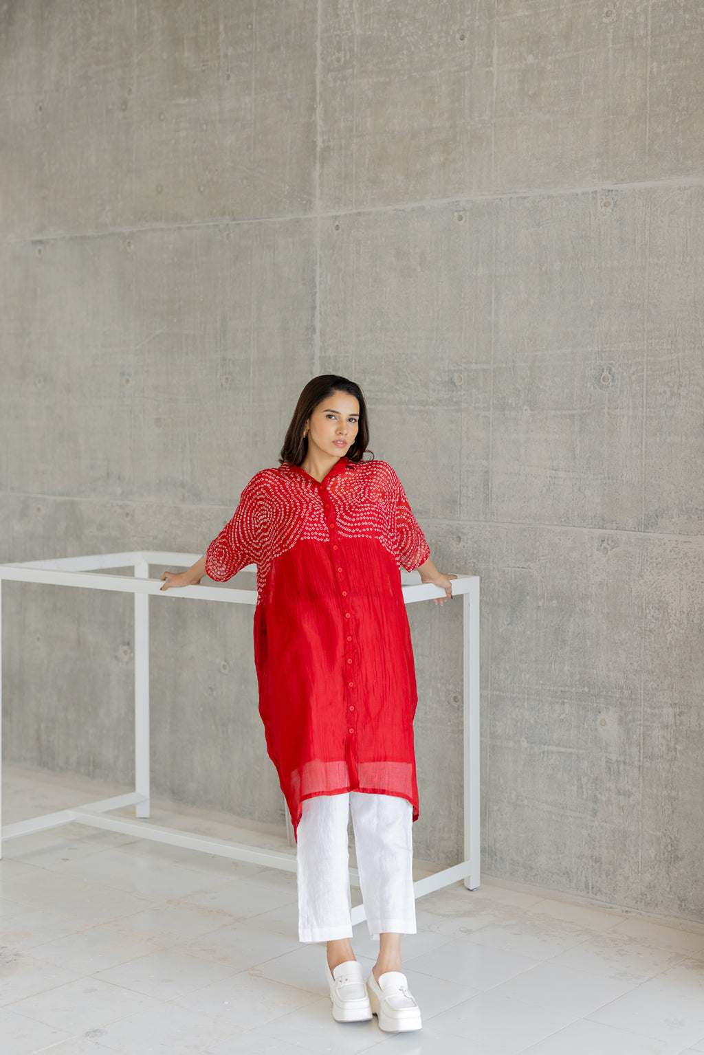 Ruby Swirl Bandhani Tunic- SS