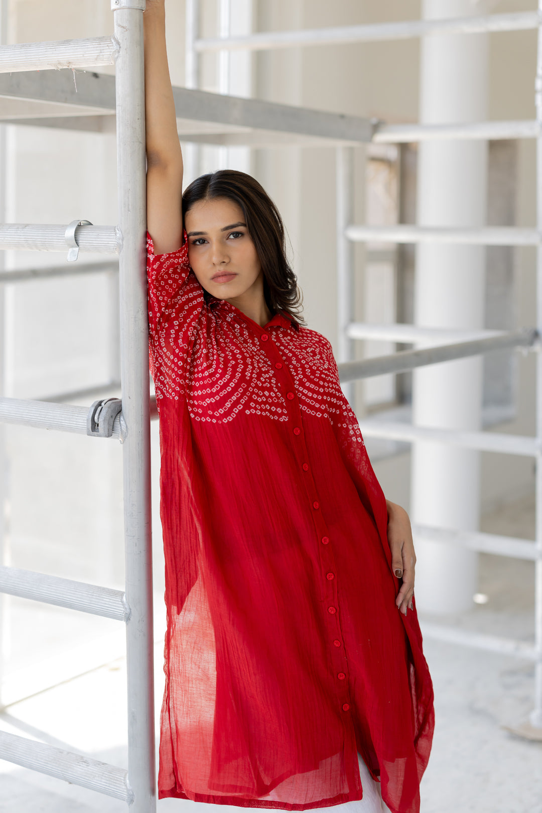 Ruby Swirl Bandhani Tunic- SS