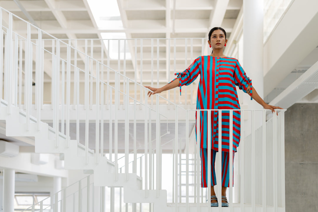 Poppy and Blue Stripe Co-Ord- SS