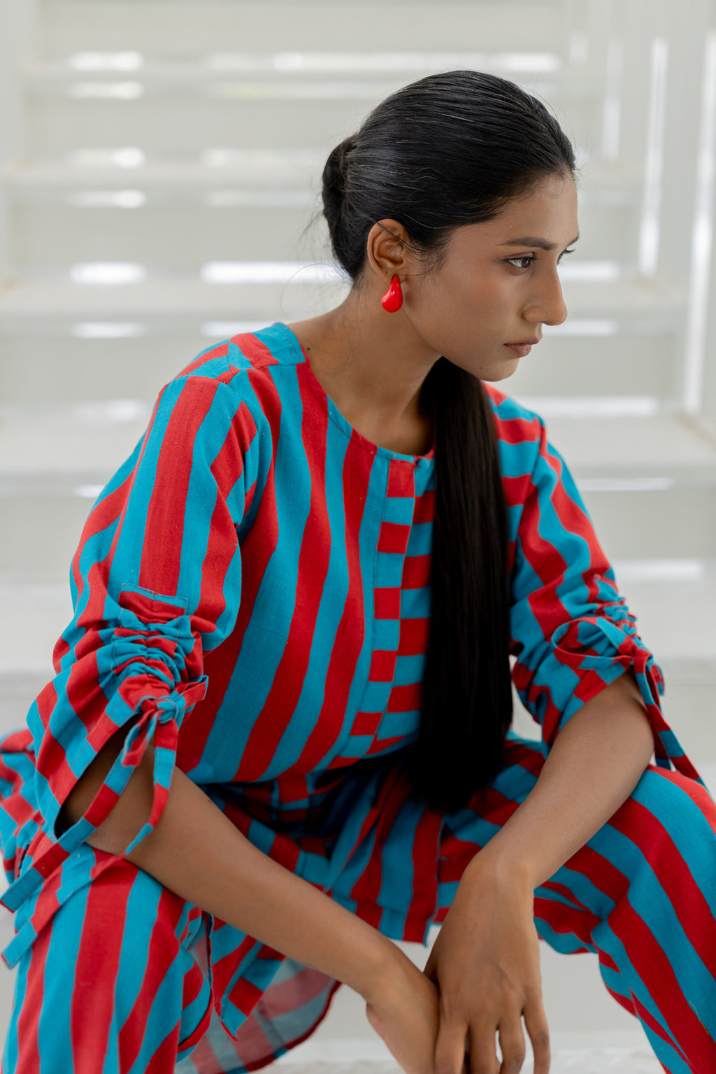 Poppy and Blue Stripe Co-Ord- SS