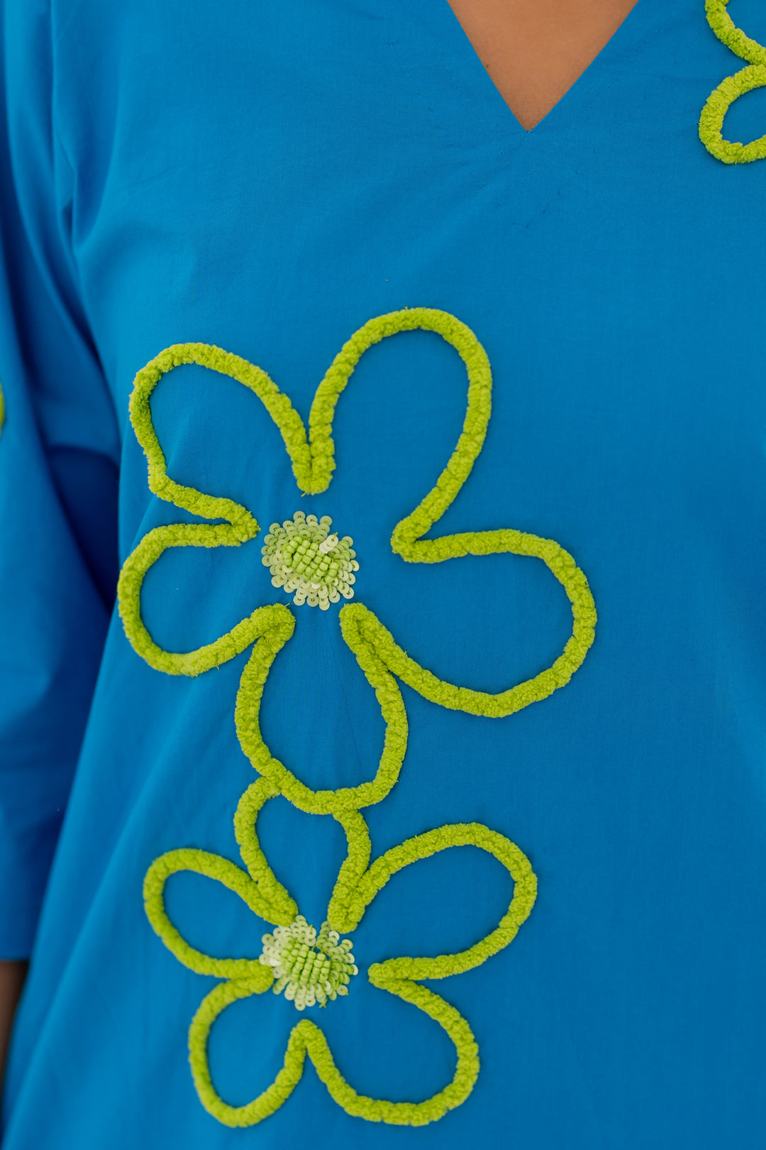 Seafoam Floral Embroidery Kurta Set- SS