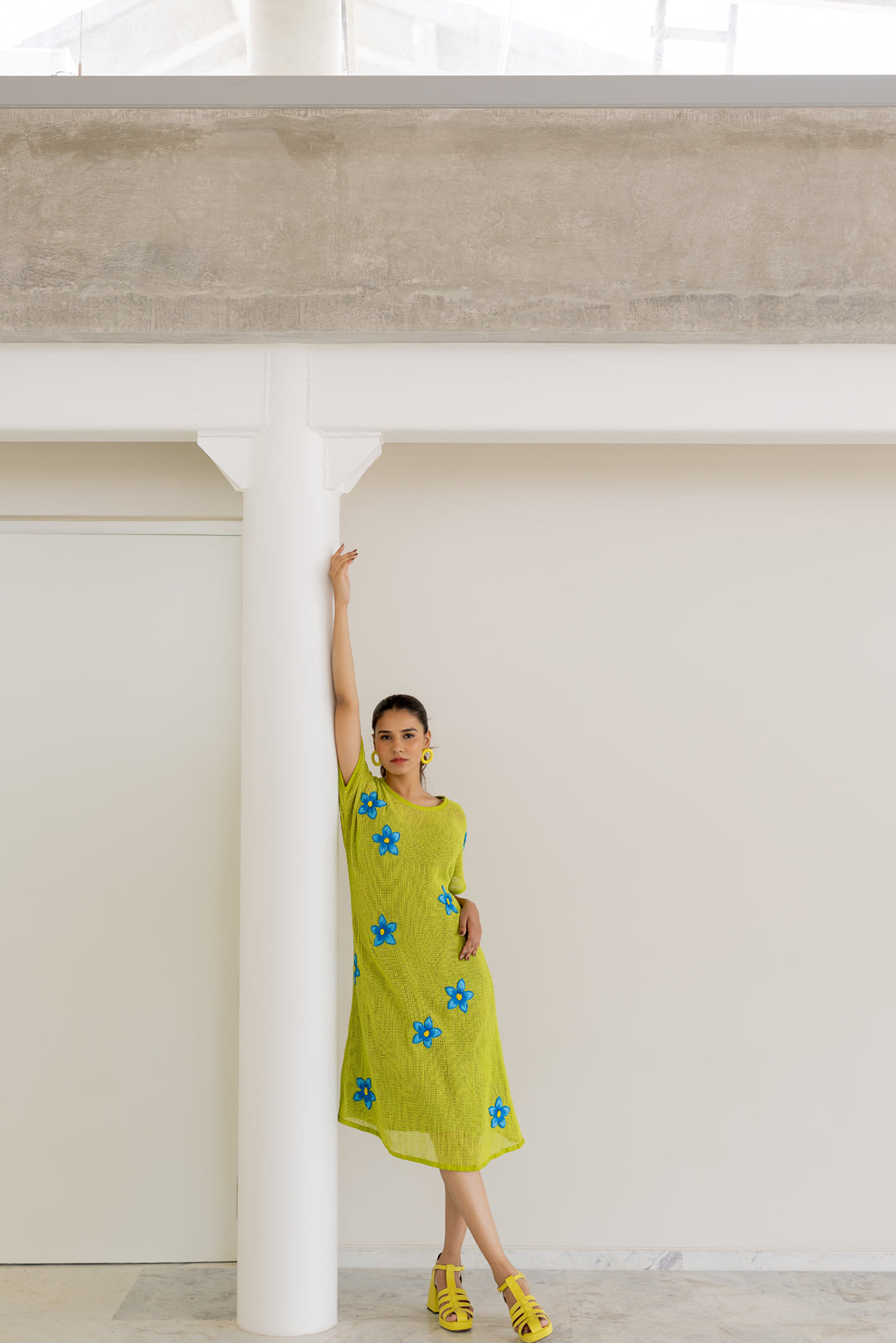 Avocado Mesh Embroidered Dress- SS