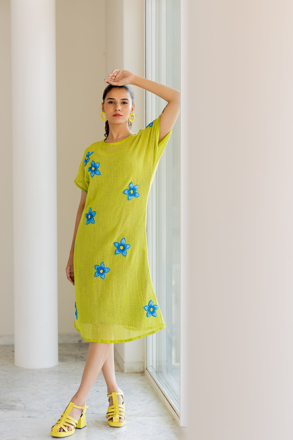 Avocado Mesh Embroidered Dress- SS