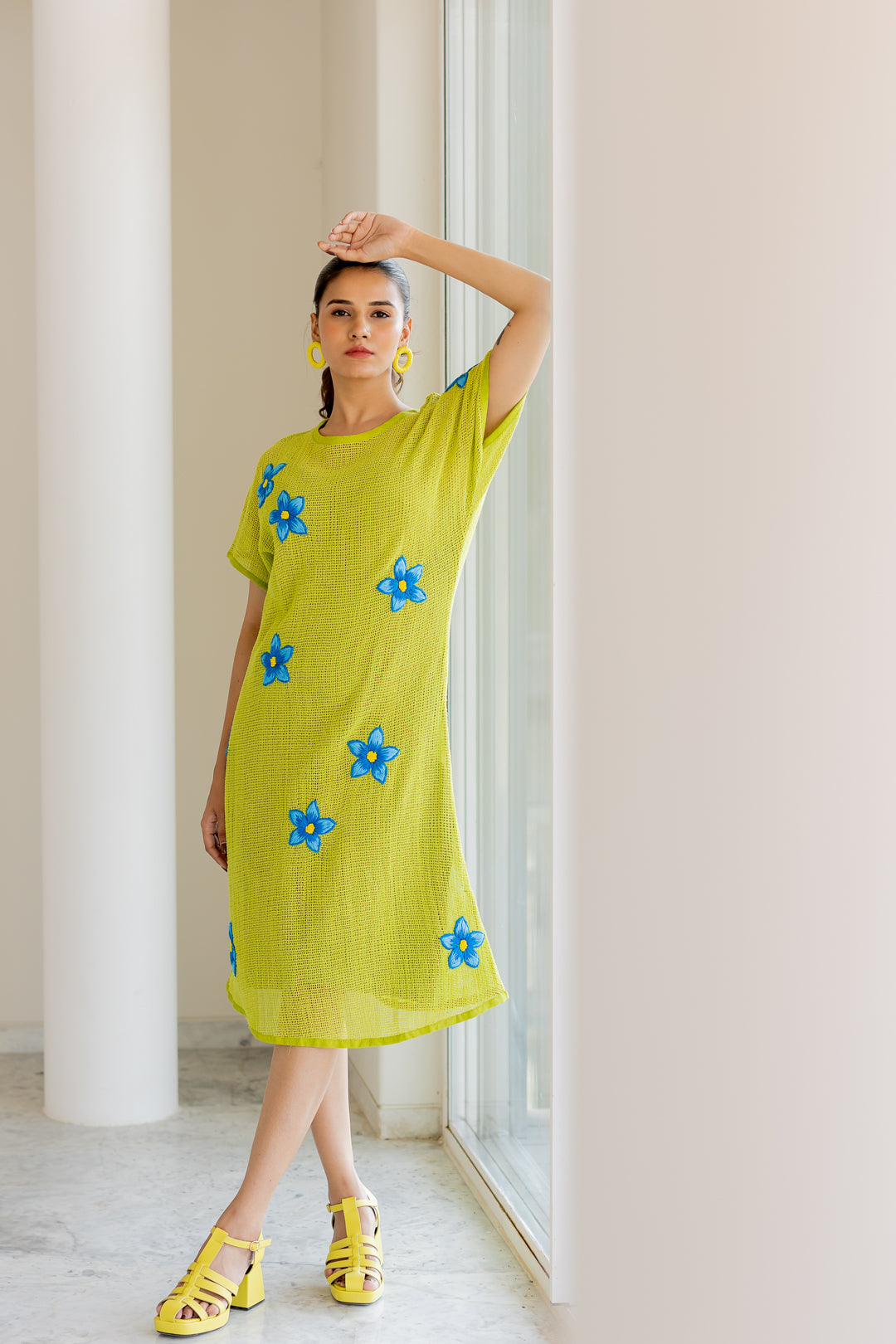 Avocado Mesh Embroidered Dress- SS