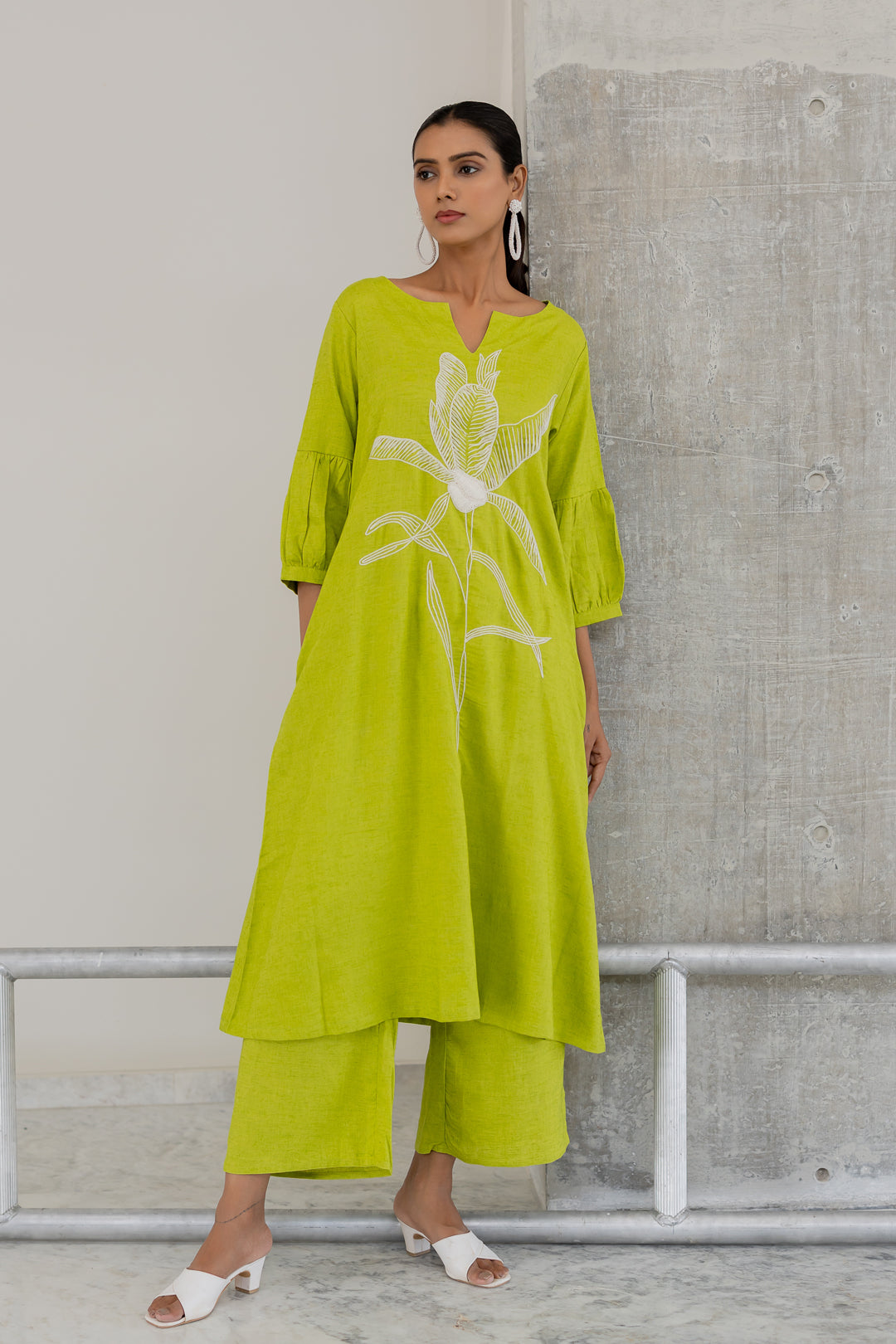 Matcha Bloom Kurta Set- SS