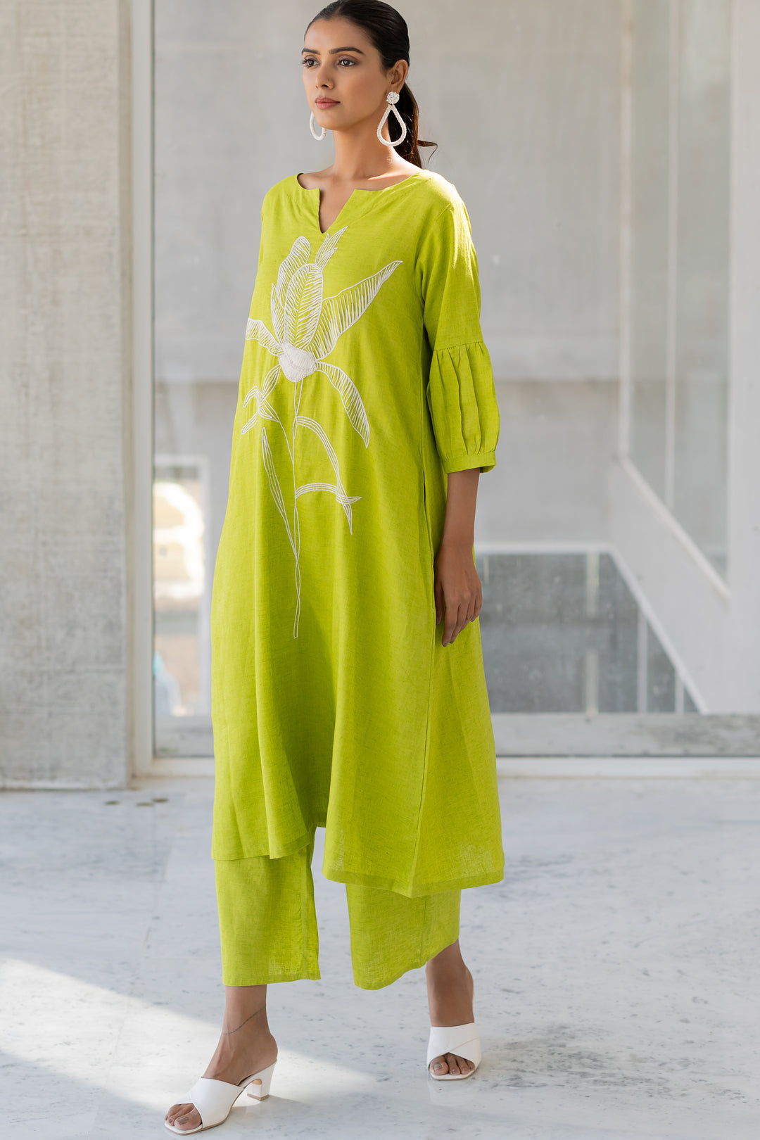 Matcha Bloom Kurta Set- SS
