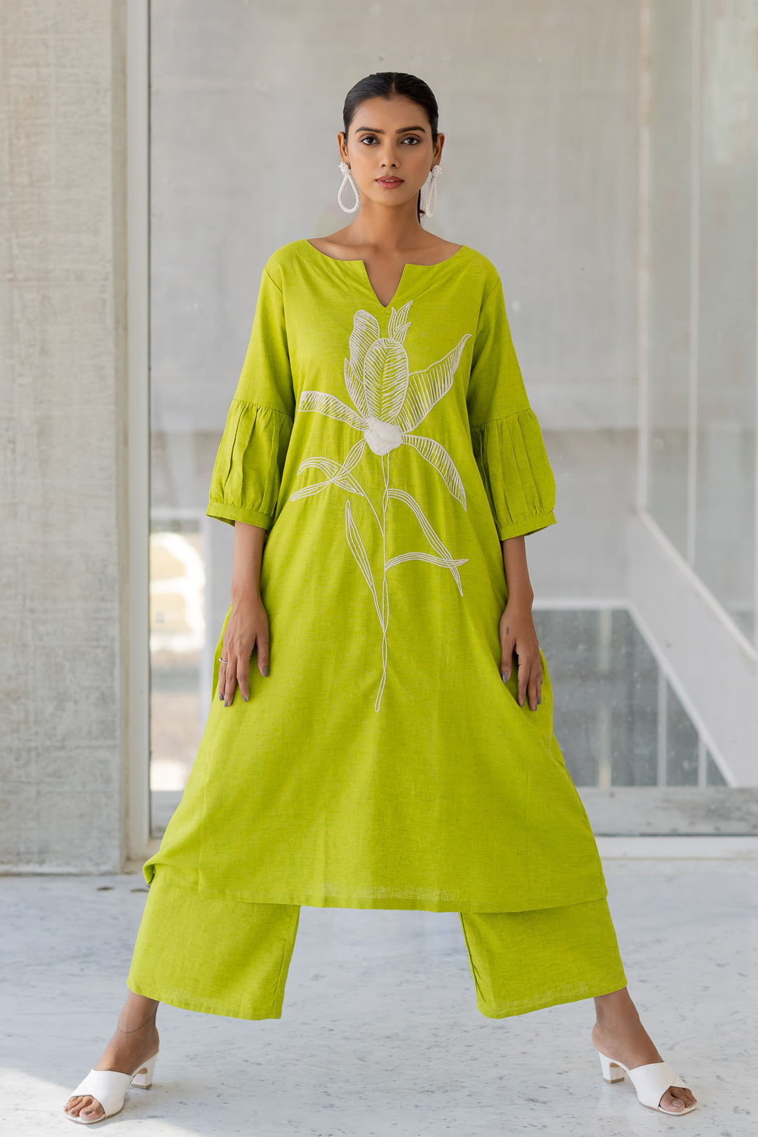 Matcha Bloom Kurta Set- SS