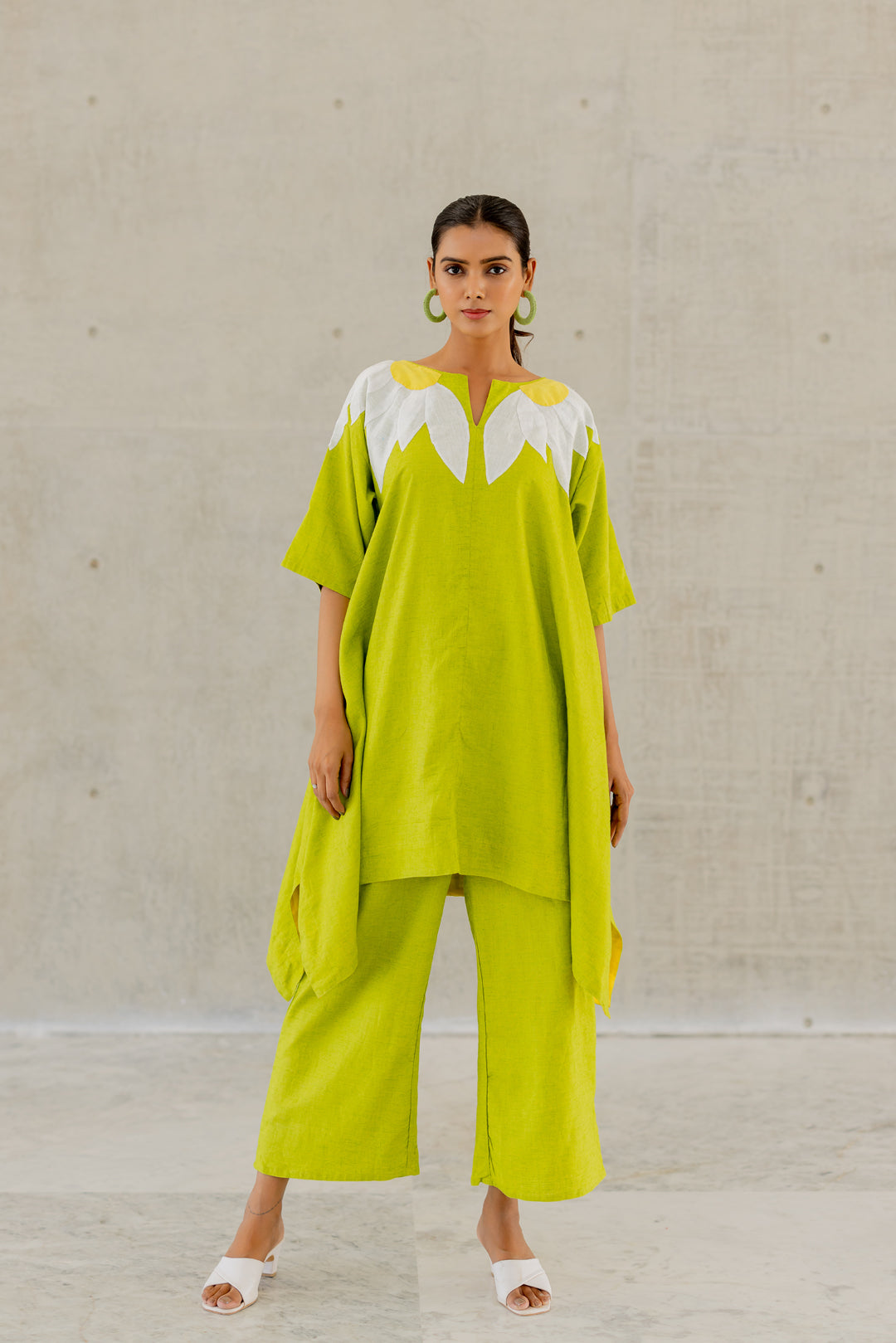 Green Sunflower Applique Co-Ord Set- SS