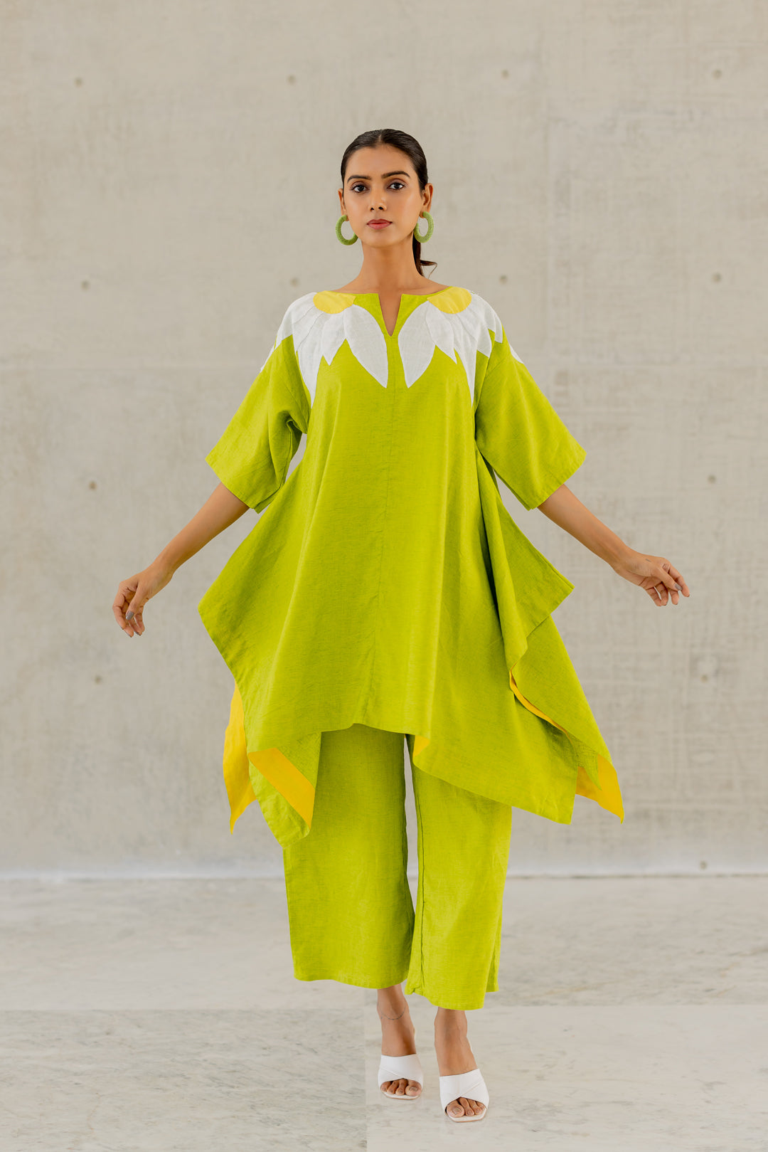 Green Sunflower Applique Co-Ord Set- SS