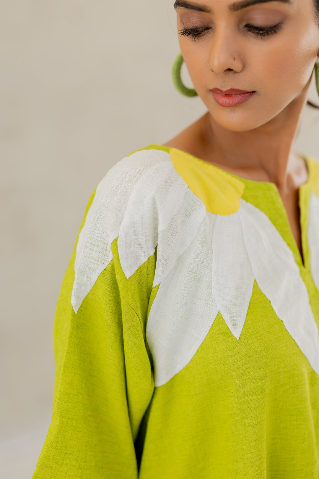 Green Sunflower Applique Co-Ord Set- SS