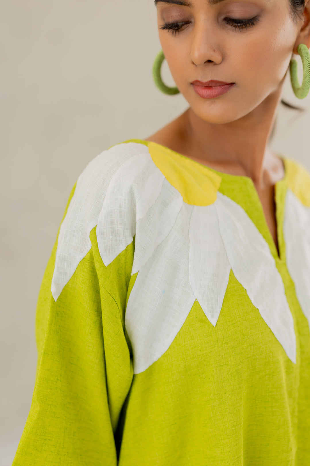 Green Sunflower Applique Co-Ord Set- SS