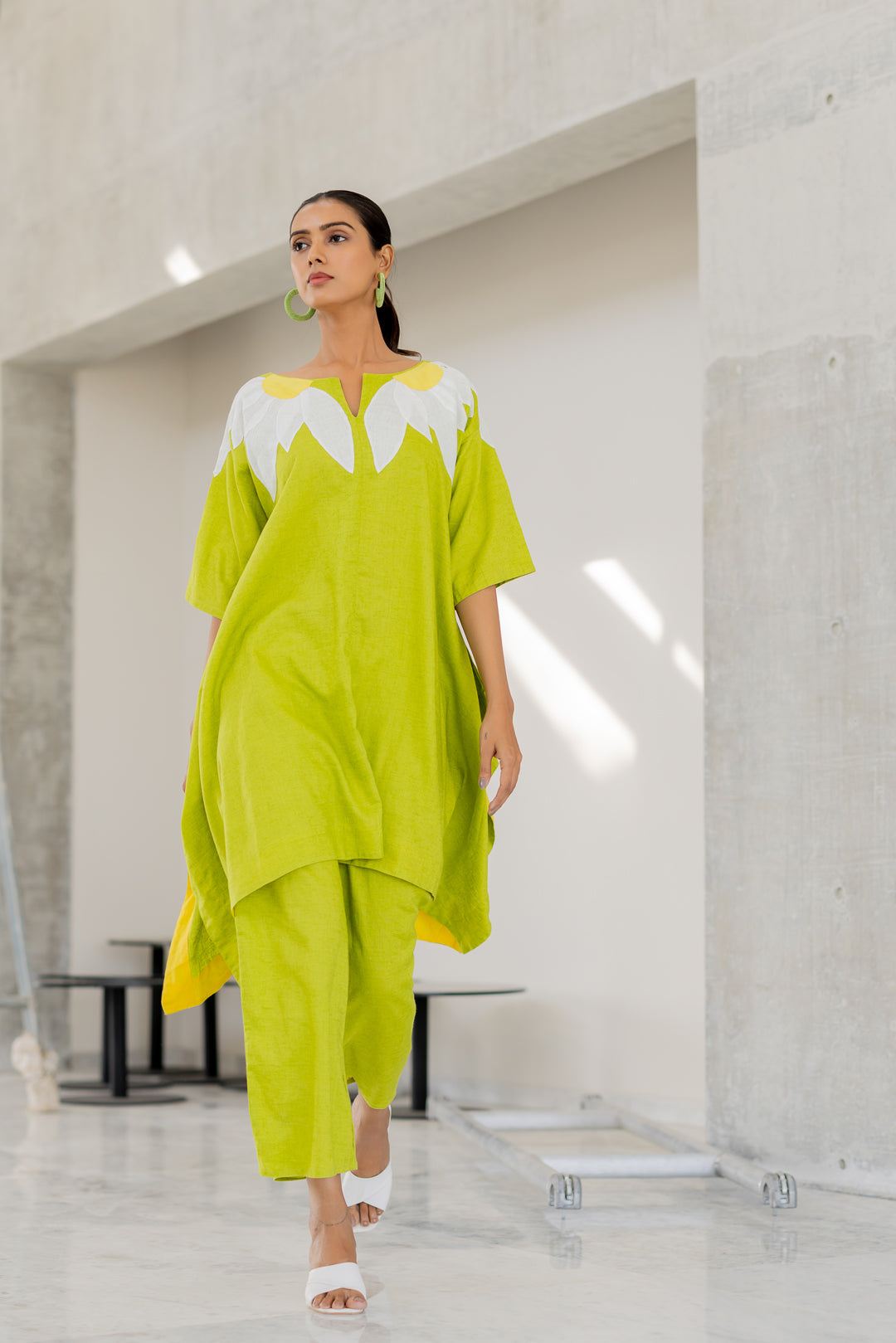 Green Sunflower Applique Co-Ord Set- SS