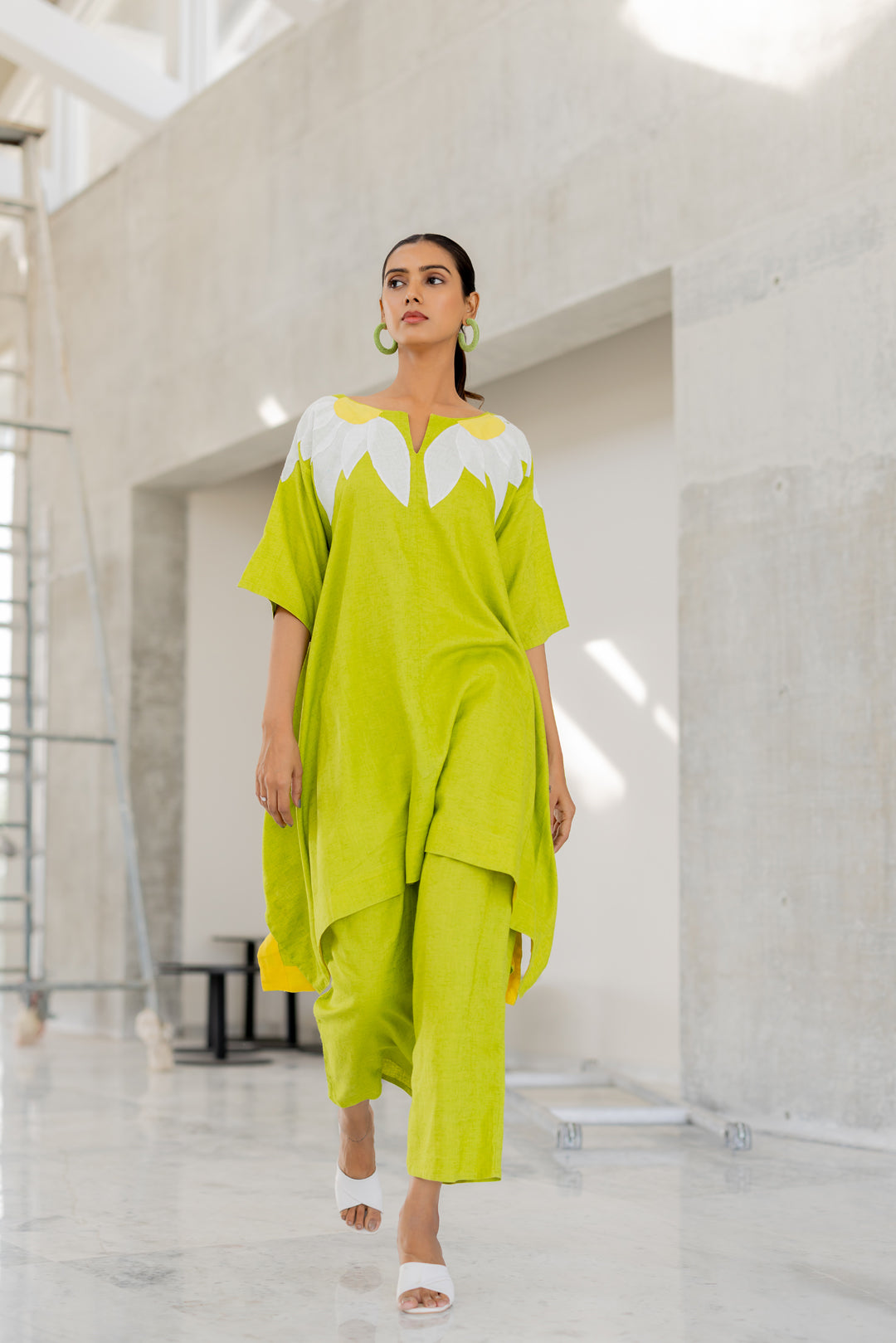 Green Sunflower Applique Co-Ord Set- SS