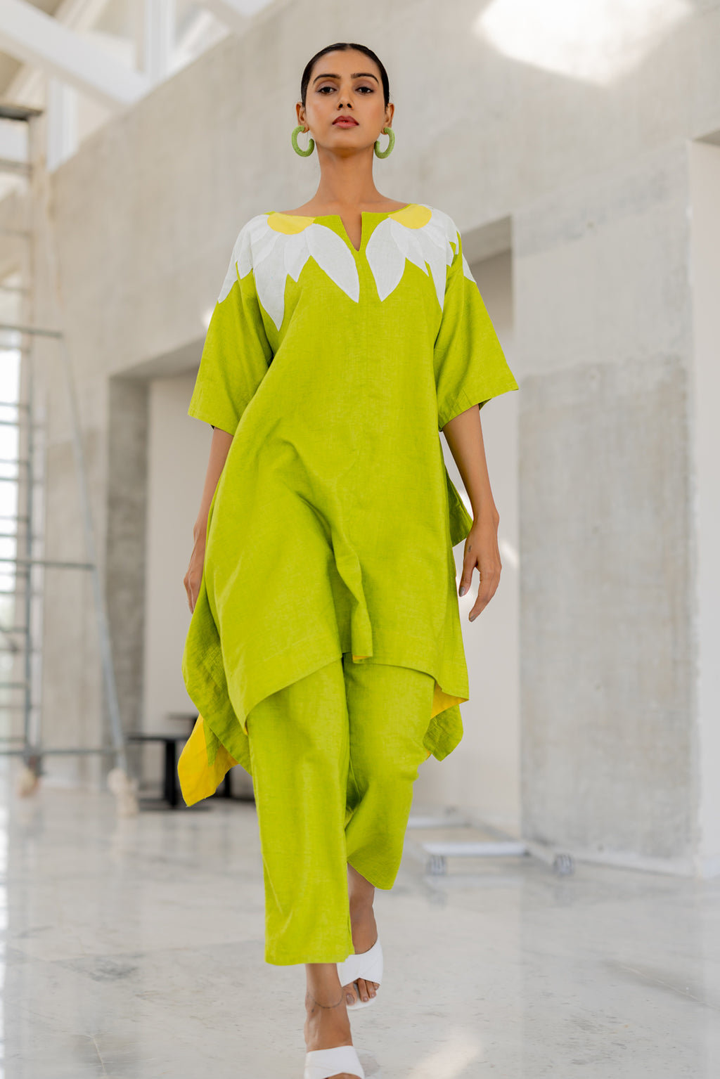 Green Sunflower Applique Co-Ord Set- SS