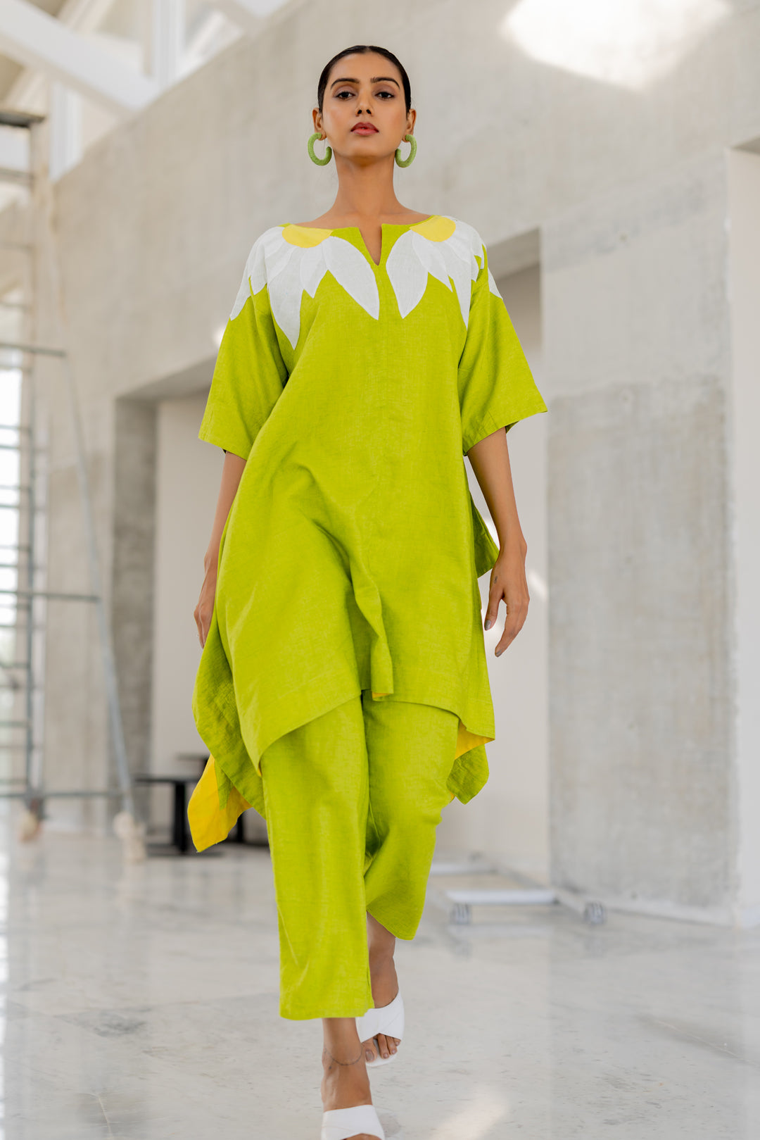 Green Sunflower Applique Co-Ord Set- SS