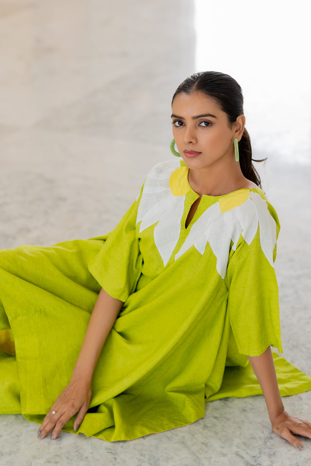 Green Sunflower Applique Co-Ord Set- SS