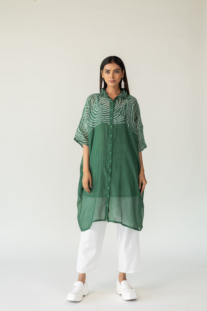 Emerald Swirl Bandhani Tunic and Pants Set- SS