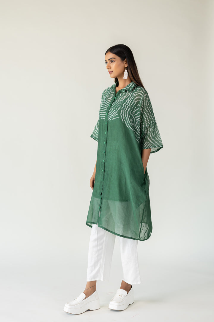 Emerald Swirl Bandhani Tunic and Pants Set- SS