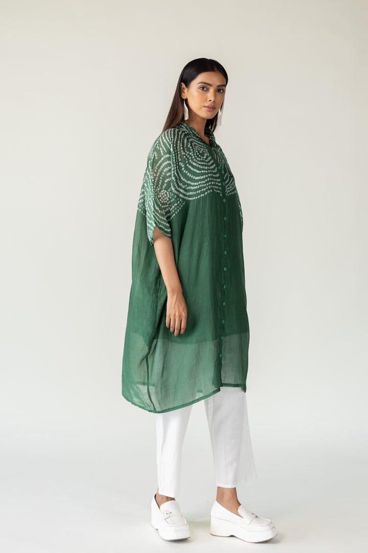 Emerald Swirl Bandhani Tunic and Pants Set- SS