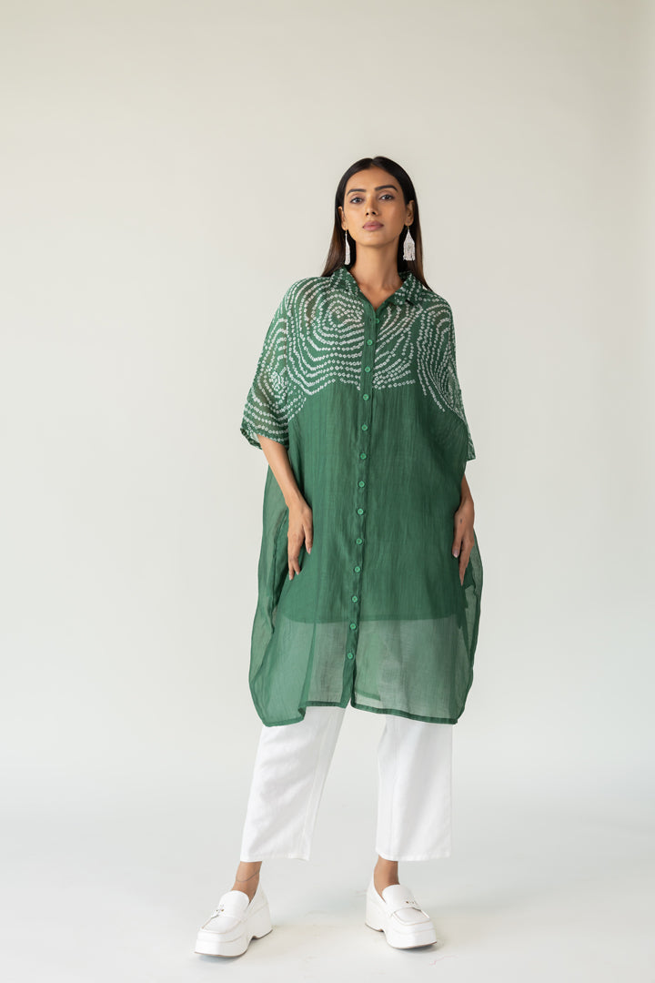 Emerald Swirl Bandhani Tunic and Pants Set- SS