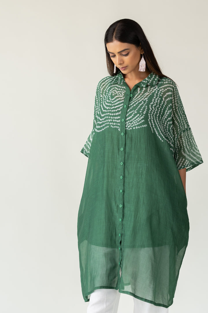 Emerald Swirl Bandhani Tunic and Pants Set- SS