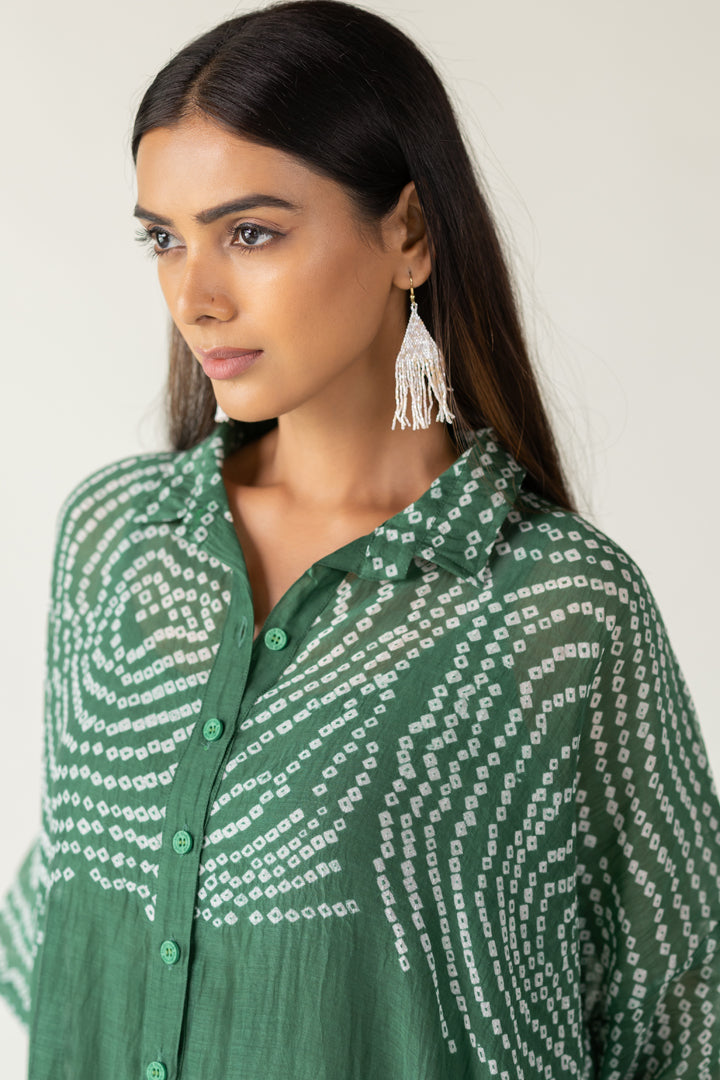 Emerald Swirl Bandhani Tunic and Pants Set- SS