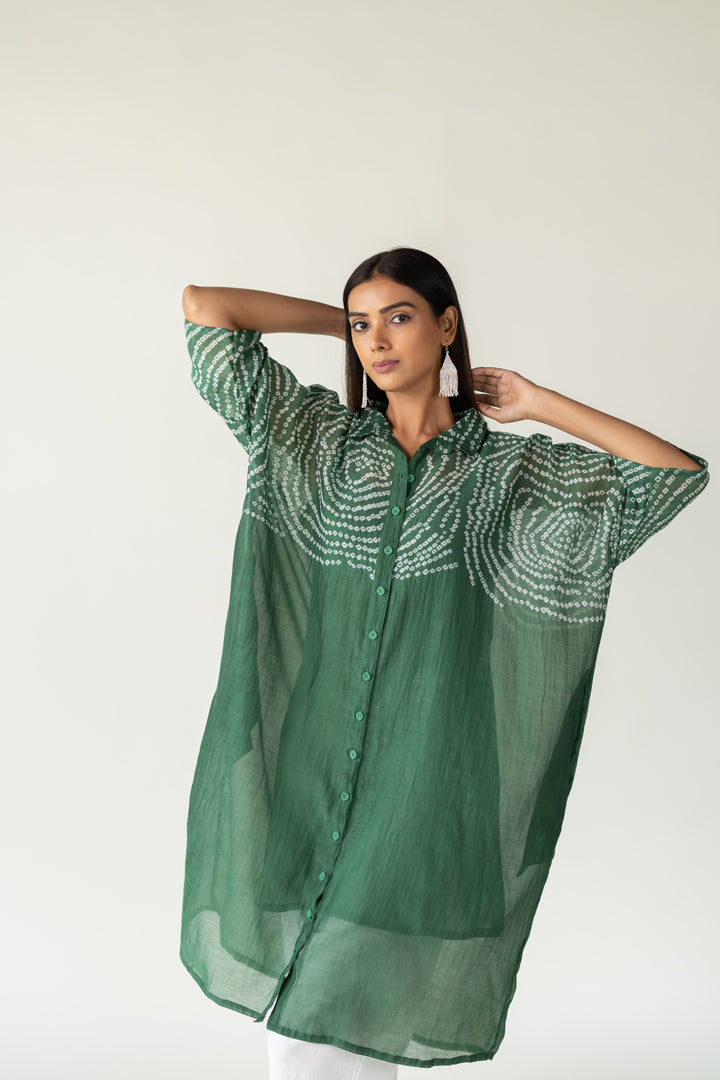 Emerald Swirl Bandhani Tunic and Pants Set- SS