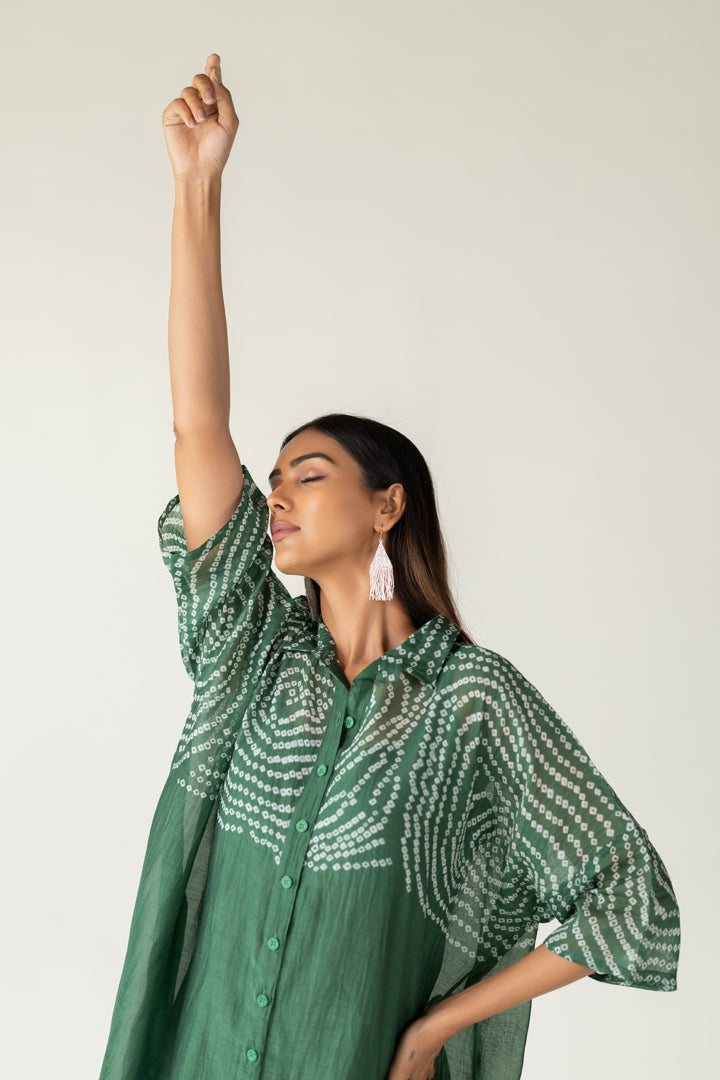 Emerald Swirl Bandhani Tunic and Pants Set- SS