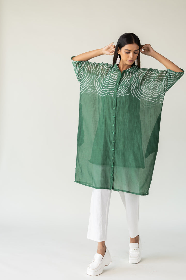 Emerald Swirl Bandhani Tunic and Pants Set- SS