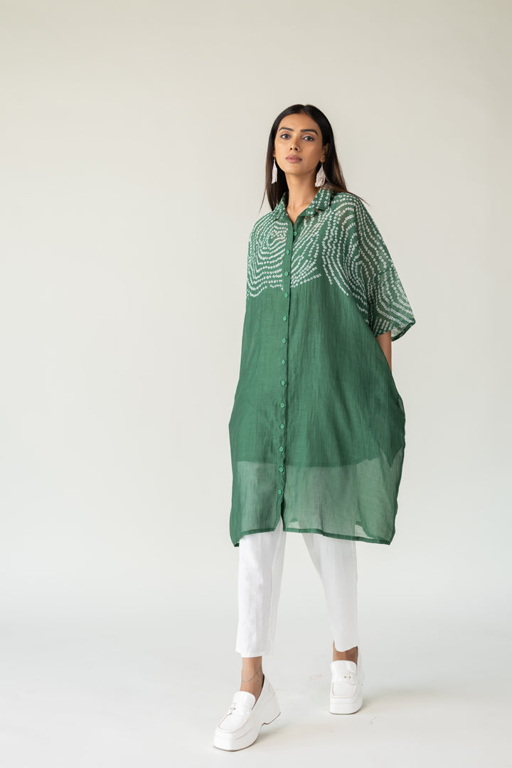 Emerald Swirl Bandhani Tunic and Pants Set- SS