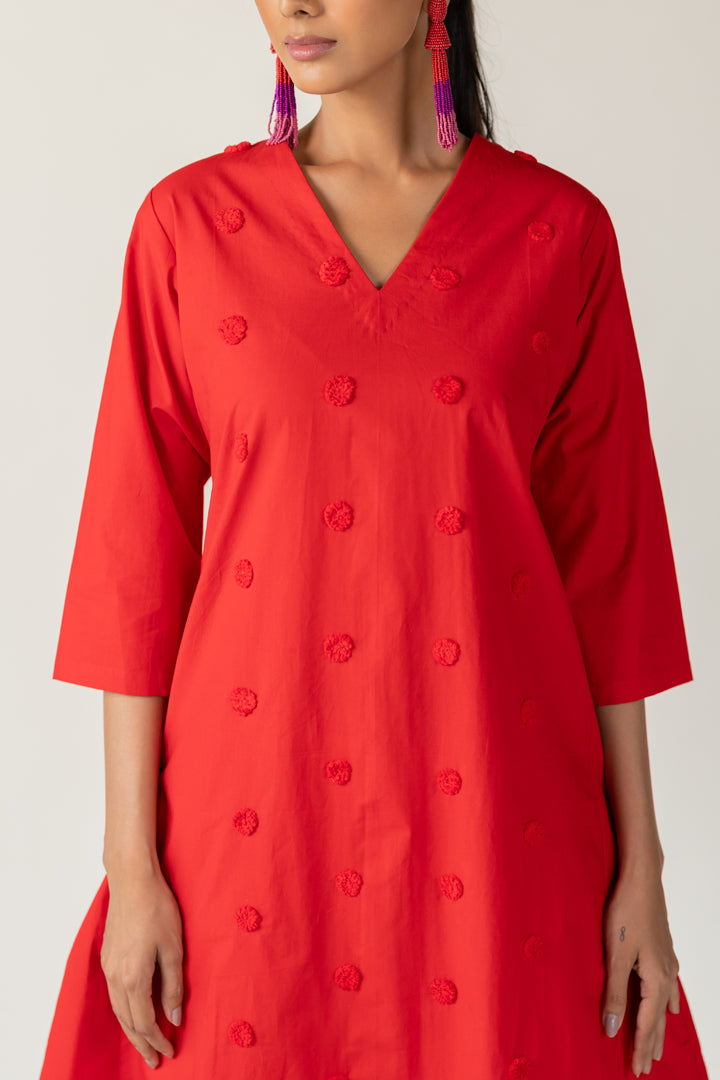 Rouge Polka Embroidered Co-Ord- SS